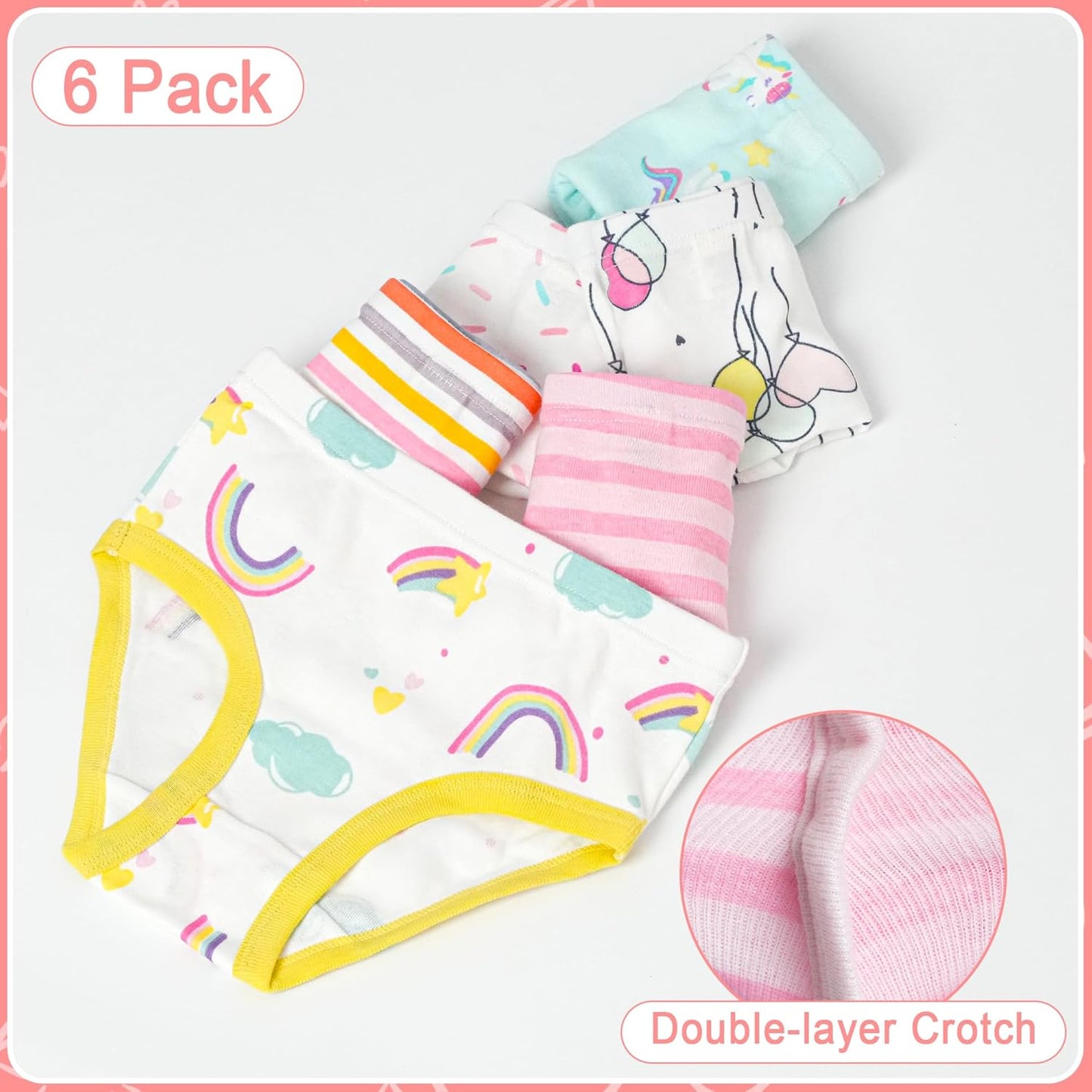 Tphon Little Girls Underwear Toddler Underwear Girls Panties Big Kids Undies Soft 100% Cotton