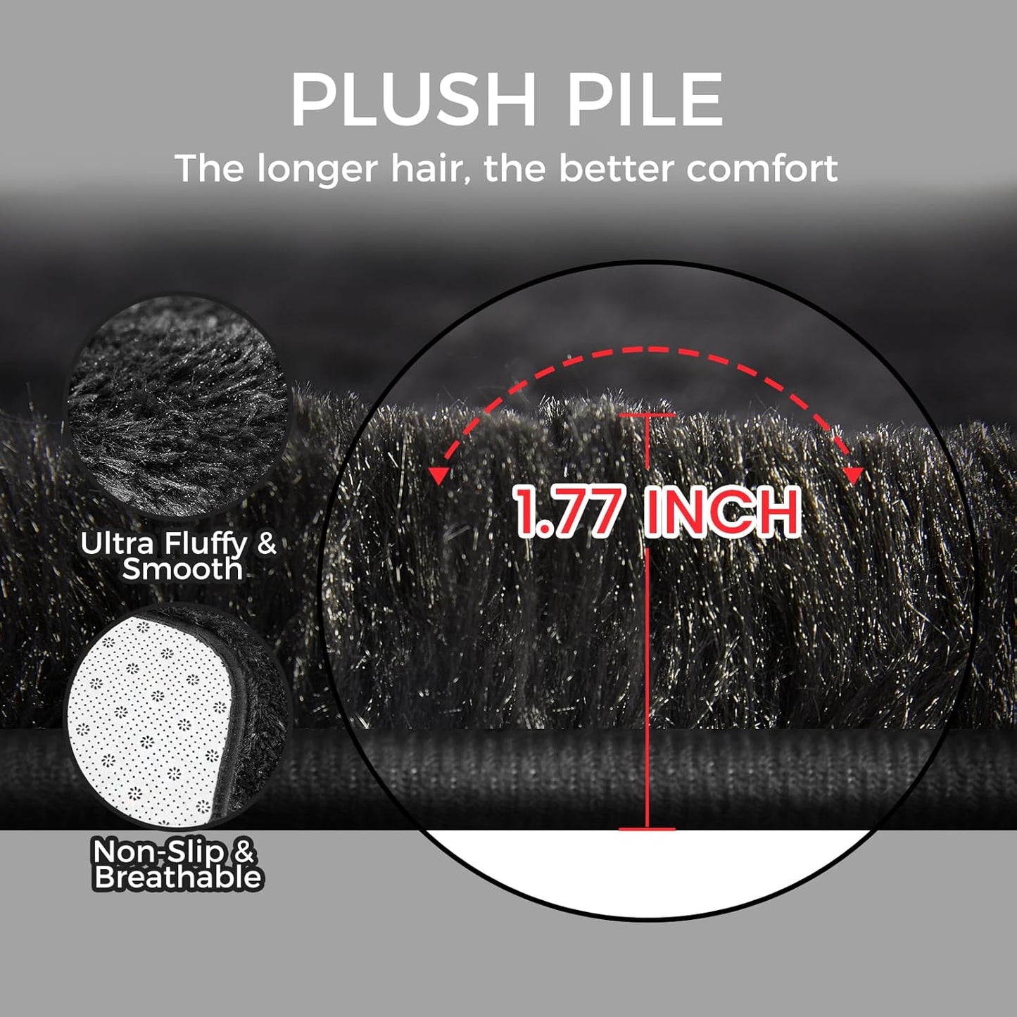 Ultra Soft Rug for Living Room, 4X6 Fluffy Shag Area Rug for Bedroom, Modern Shaggy Carpets Fuzzy Rug for Teens Dorm Nursery Home Decor Aesthetic, Upgrade Anti-Skid Durable, Black