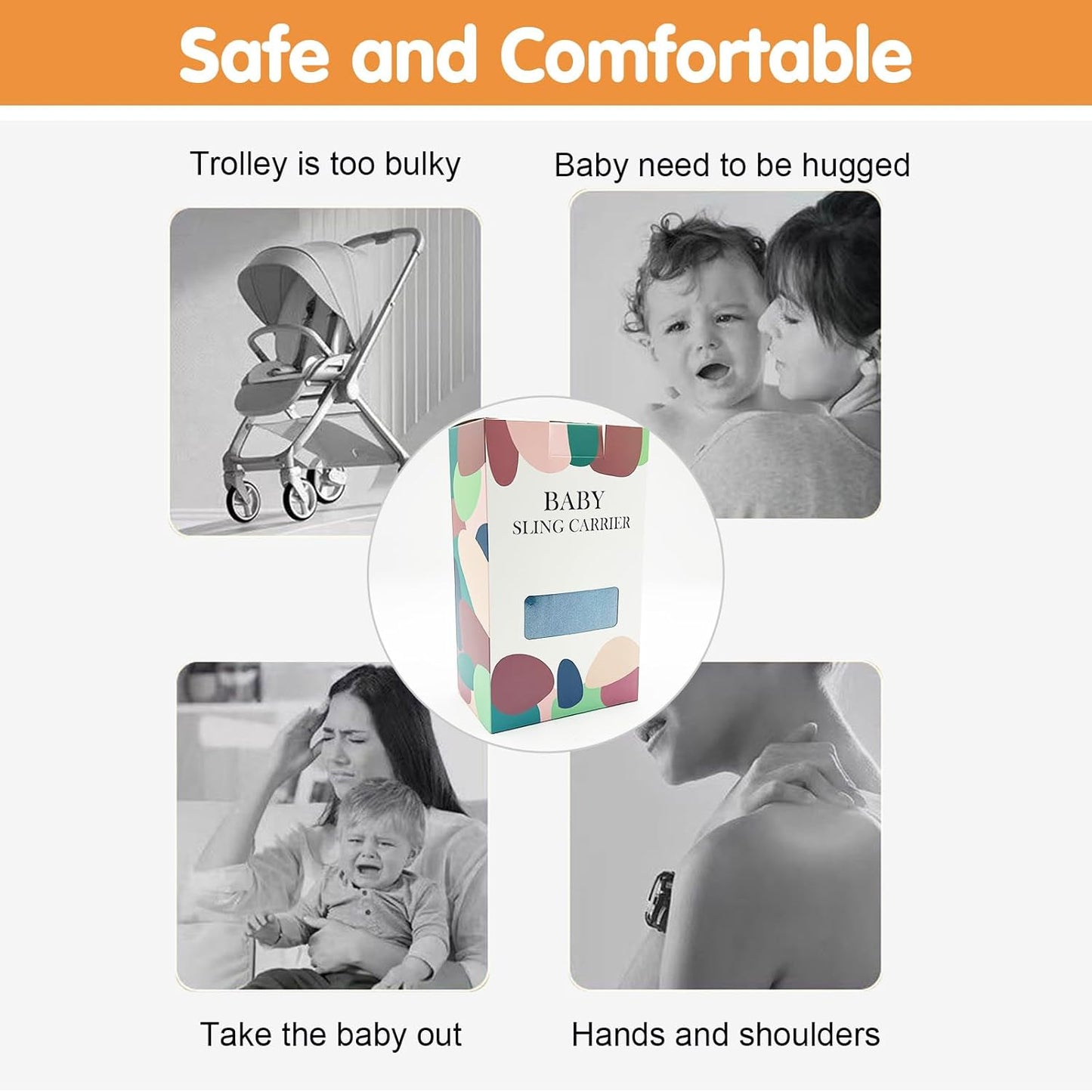 Baby Sling Carrier,Toddler Carrier,Upgraded 2025 Baby Sling with 4 Adjustable Straps(10-30lbs),Lightweight,Portable and One Size Fits All(Star)
