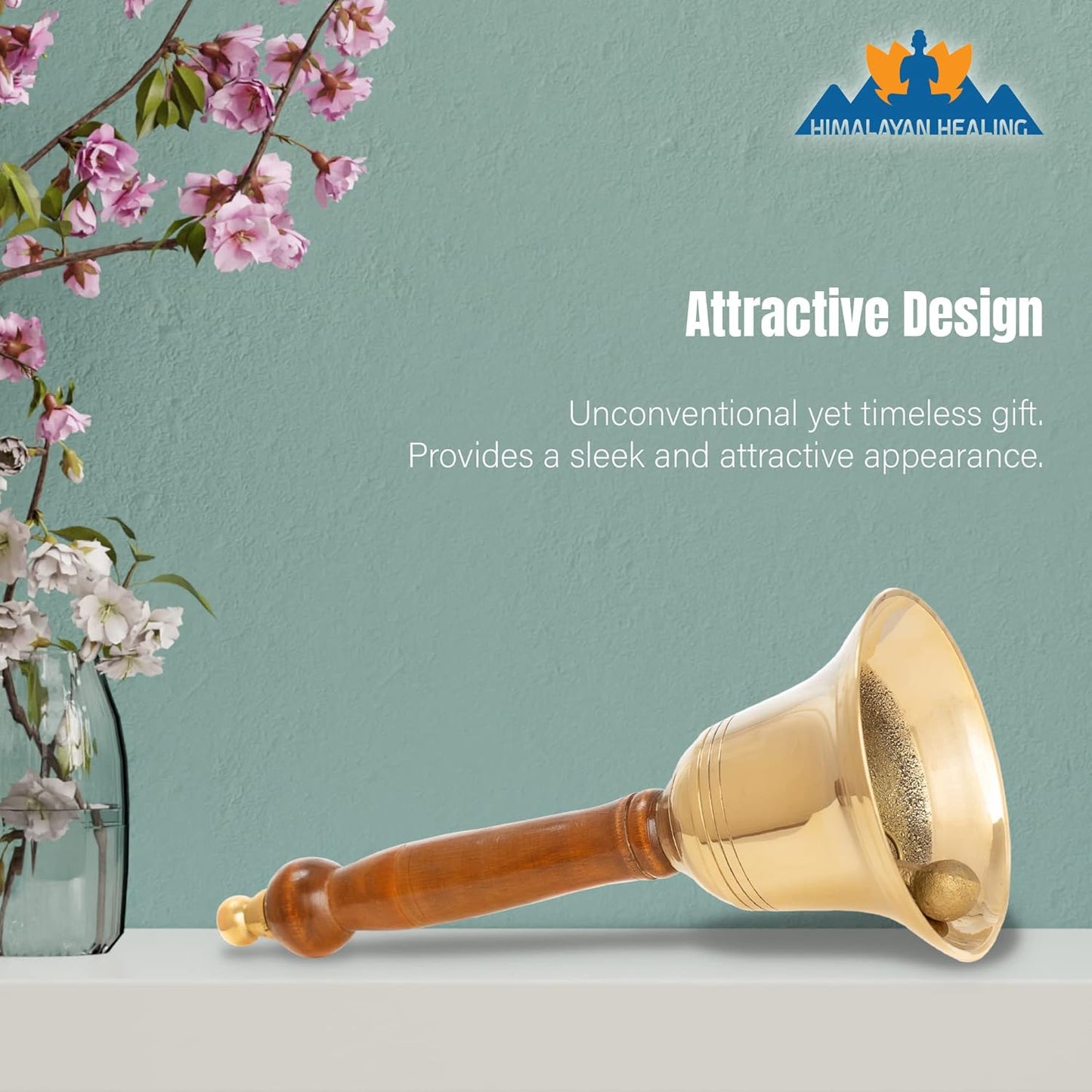 Hand Bell - Call Bell Perfect for Wedding Bell,Games Bell, Schools Bell, Reception Desks and Religious Ceremonies, and Events - Handcrafted in India (3.12 Inch Diameter, 7 Inch Height)