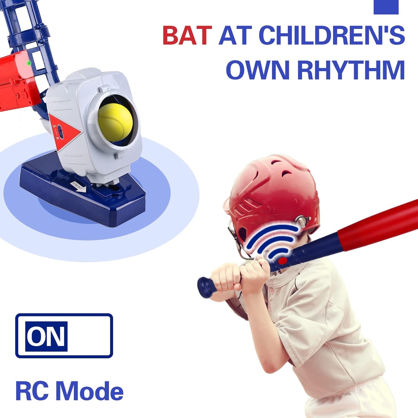 iPlay, iLearn Kids Pitching Machine Toys, 2 in 1 RC Baseball Tennis Pitcher, Auto Ball Launching Bat, Boys Outdoor Outside Sports Backyard Game, Birthday Gift 5 6 7 8 10 12 Yr Youth-Unassembled