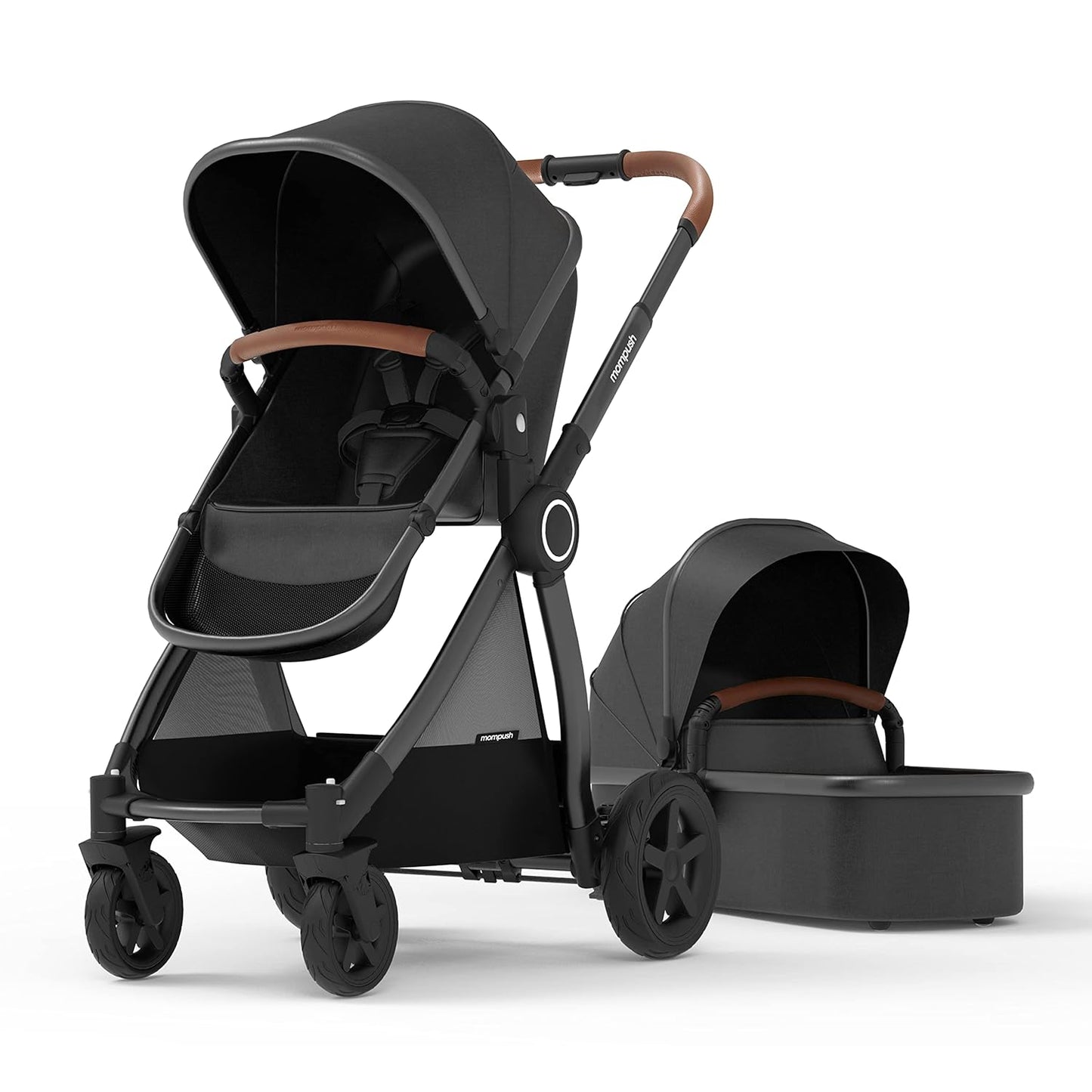 Mompush Ultimate 2 Baby Stroller for Infant and Toddler with Newborn Mode and Reversible Seat, All-Terrain Stroller with All-Wheel Suspension, Includes Car Seat Adapter and Large Storage Basket