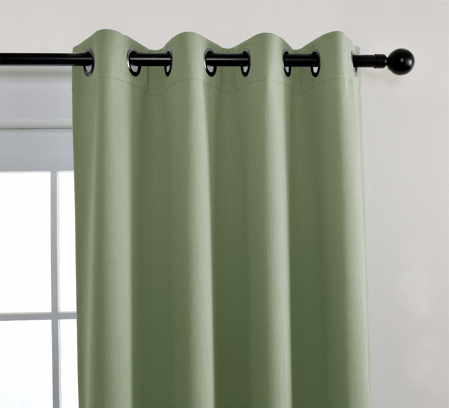 MIUCO Blackout Curtains Room Darkening Curtains Textured Grommet Panels for Kitchen 2 Panels 52x63 Inch Long Sage