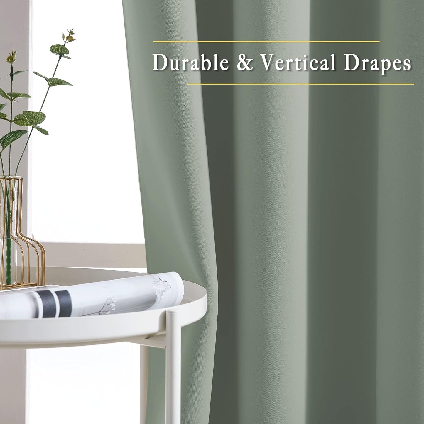 NICETOWN Blackout Large Bedroom Curtains 90 inches Long - Room Dividers Thermal Insulated Sound Dampening Grommet Window Treatments for Living Room (Sage Green, 2 Panels, W66 x L90)