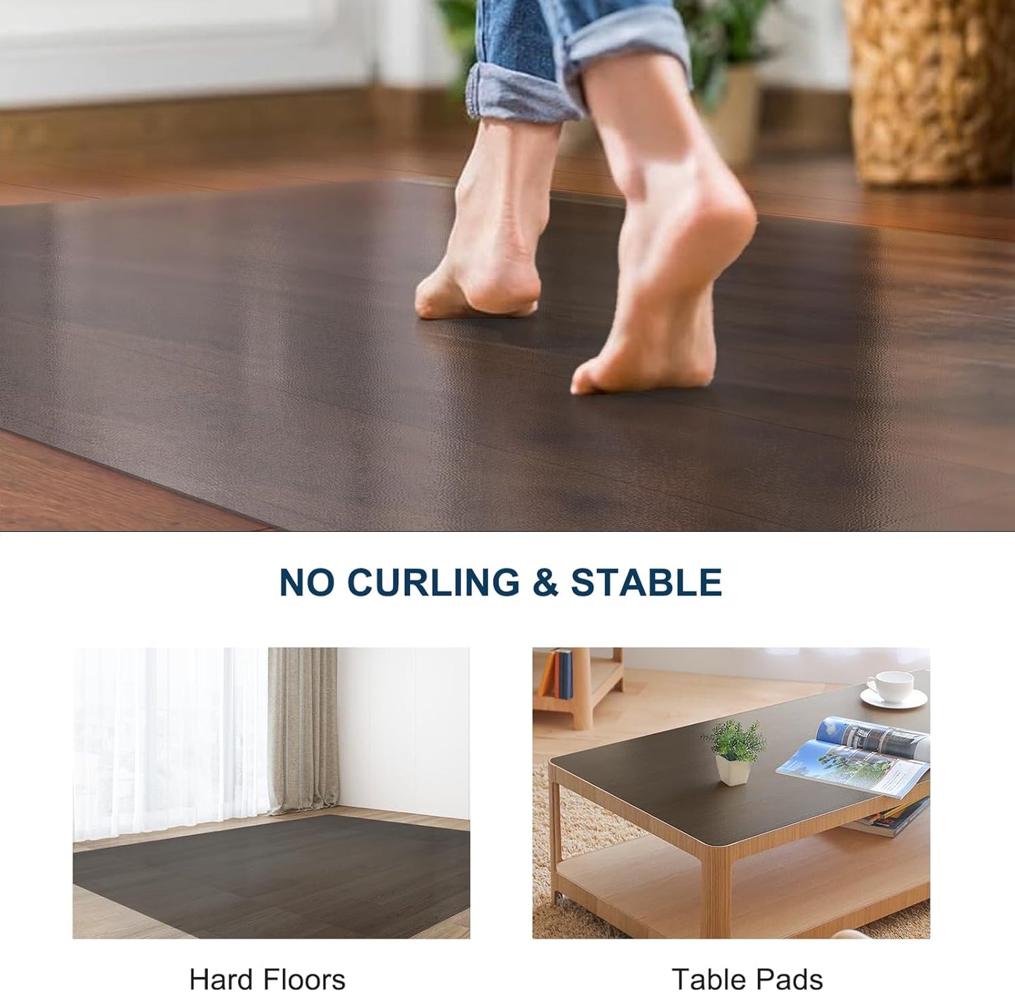 Translucent Black Chair Mat for Hard Floors, 3'×5' Vinyl Floor Mats for Home Office, Durable Non-Slip Hard Floor Protector, Waterproof Plastic Splat Mat, Pet Litter Mat