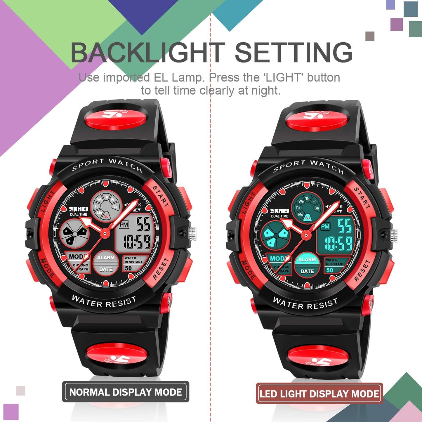ATIMO LED Multi Function Waterproof Watch for Kids - Kids Gifts