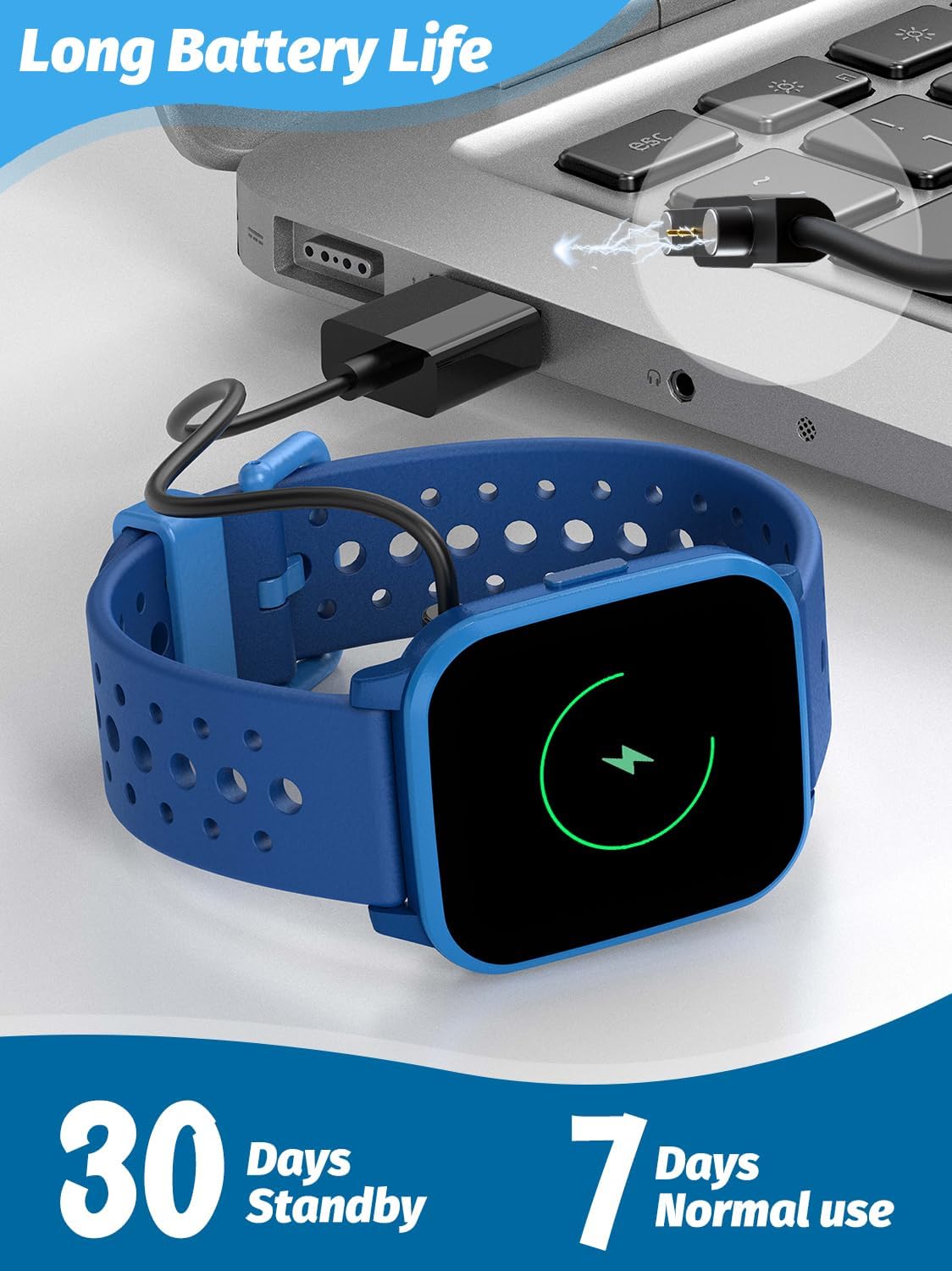 Kids Smart Watch, Smart Watch for Kids 4-16 Years Old with Sleep Mode, 19 Sports Mode, Pedometer, Birthday Gift for Boys Girls, Blue