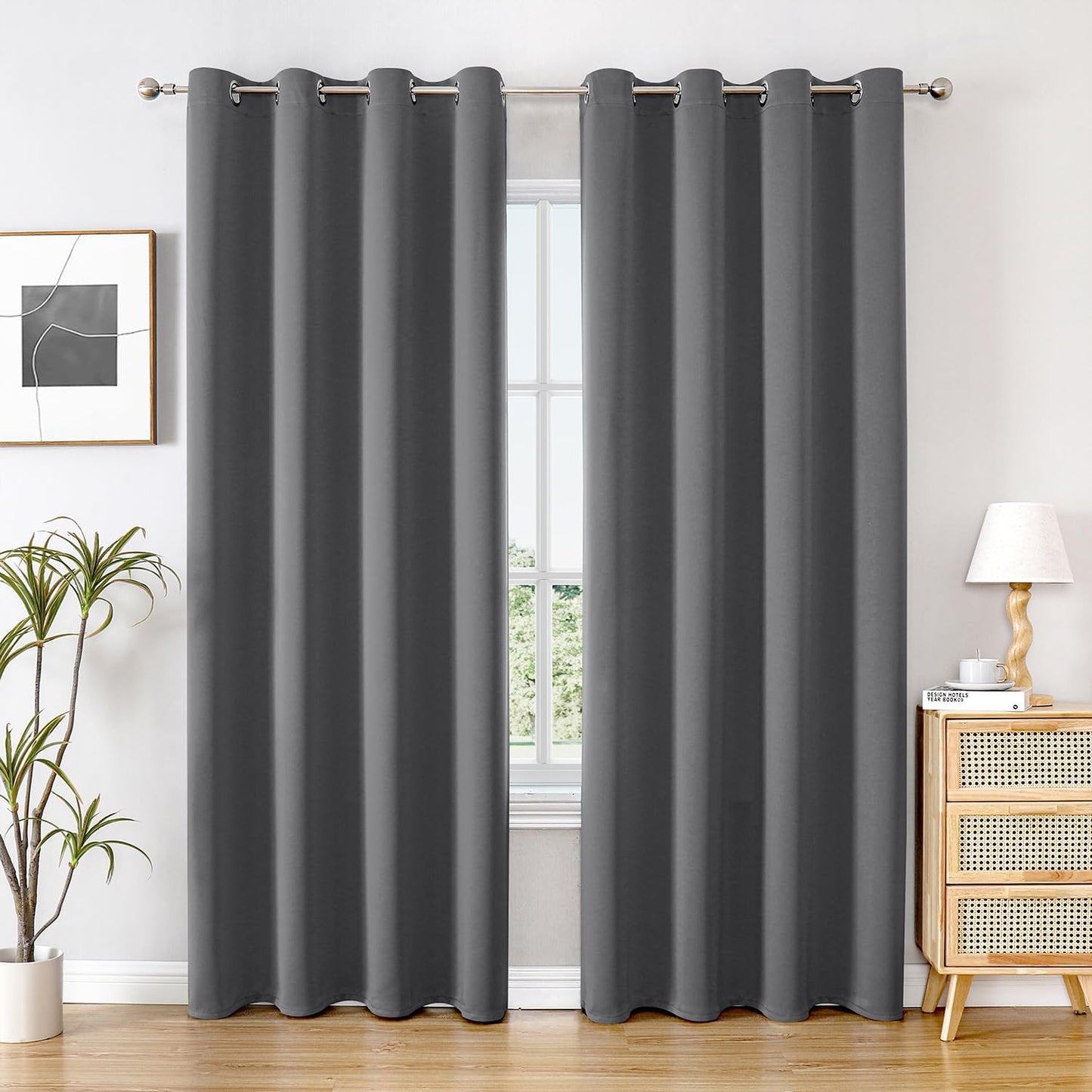 ChrisDowa Blackout Curtains 84 inches Long for Bedroom - 2 Panels Set Grommet Thermal Insulated Room Darkening Curtains for Living Room (Grey, 52 x 84 Inch)