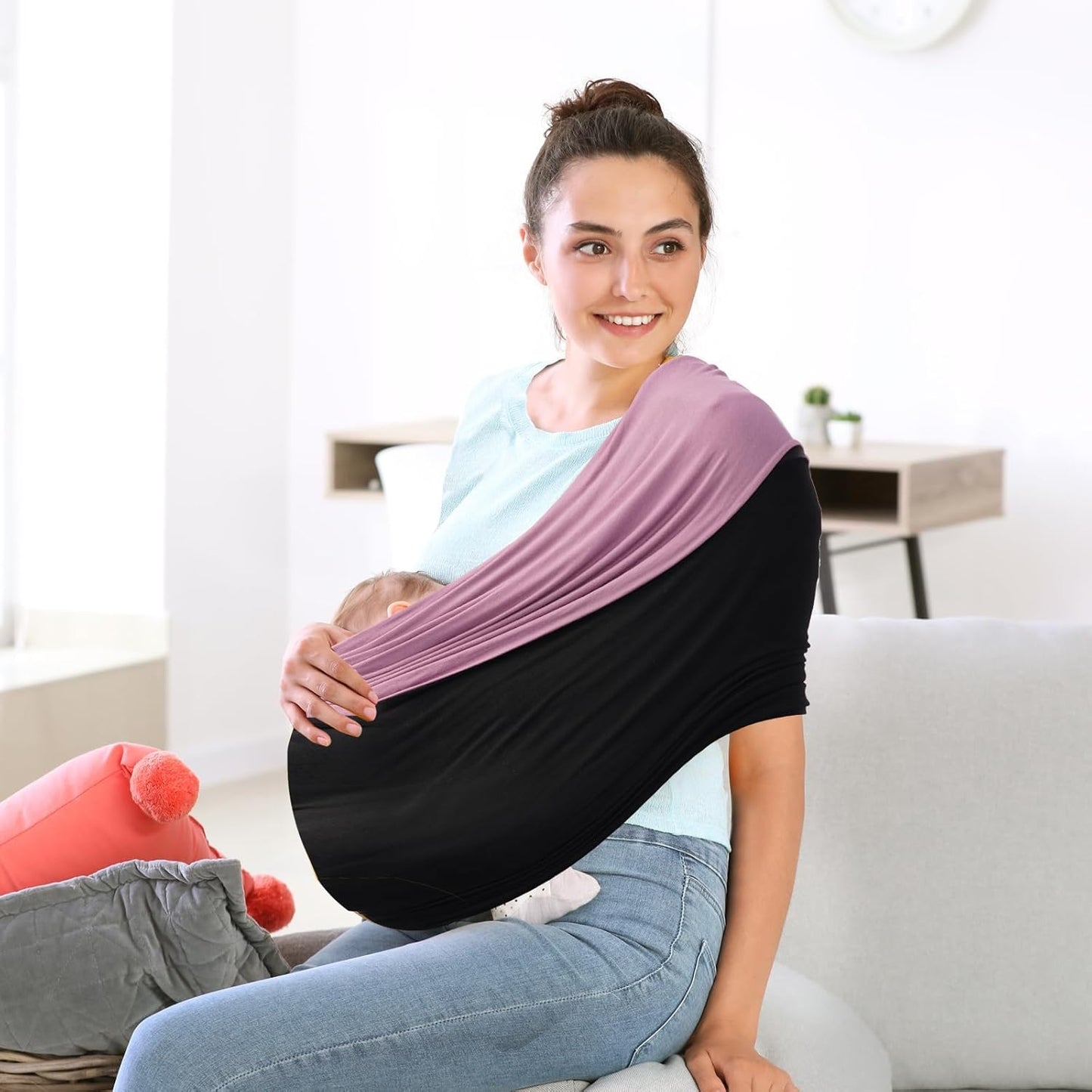 TKKOK Baby Wrap Carrier, Unisex Baby Carrier, Lightweight & Ultra Soft, Easy to Wear Baby Wrap, Perfect for Newborn Toddlers