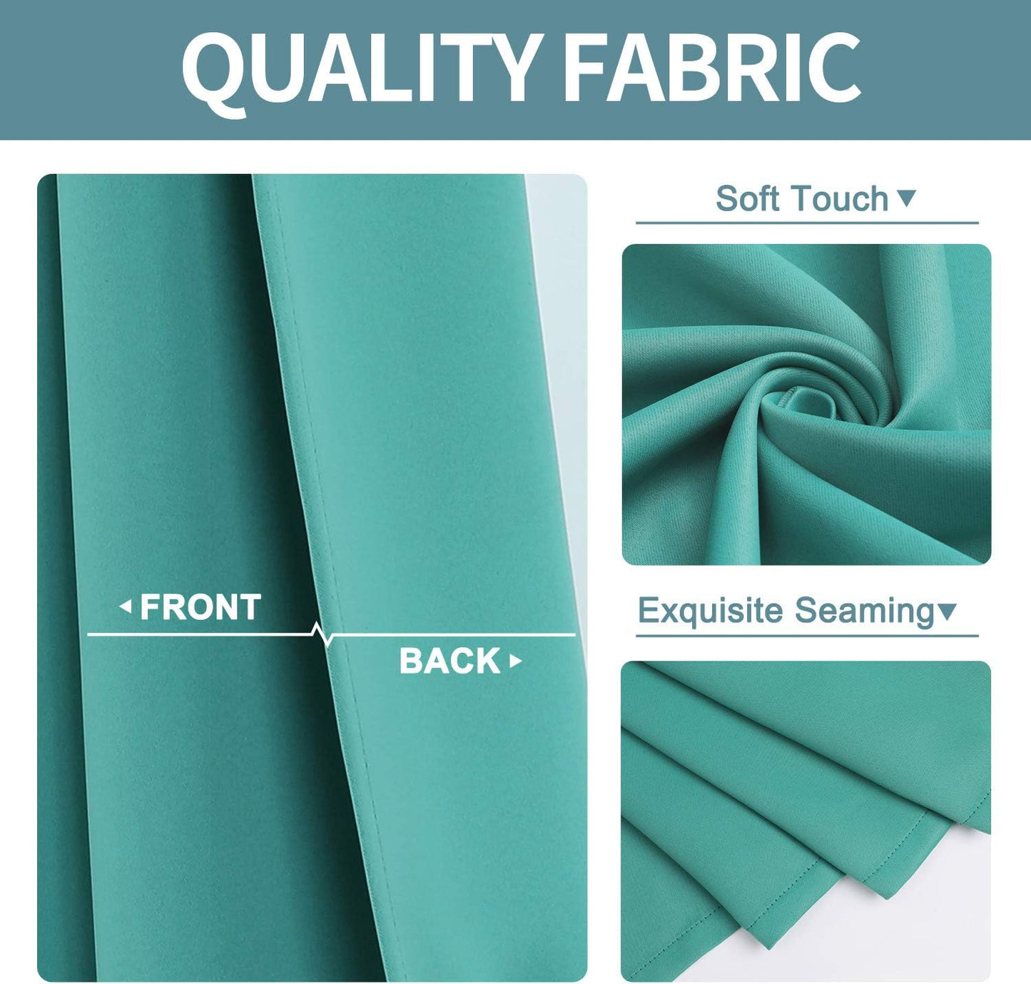 ChrisDowa Grommet Room Darkening Curtains for Bedroom and Living Room - 2 Panels Set Thermal Insulated Blackout Curtains (Teal, 52W x 63L)