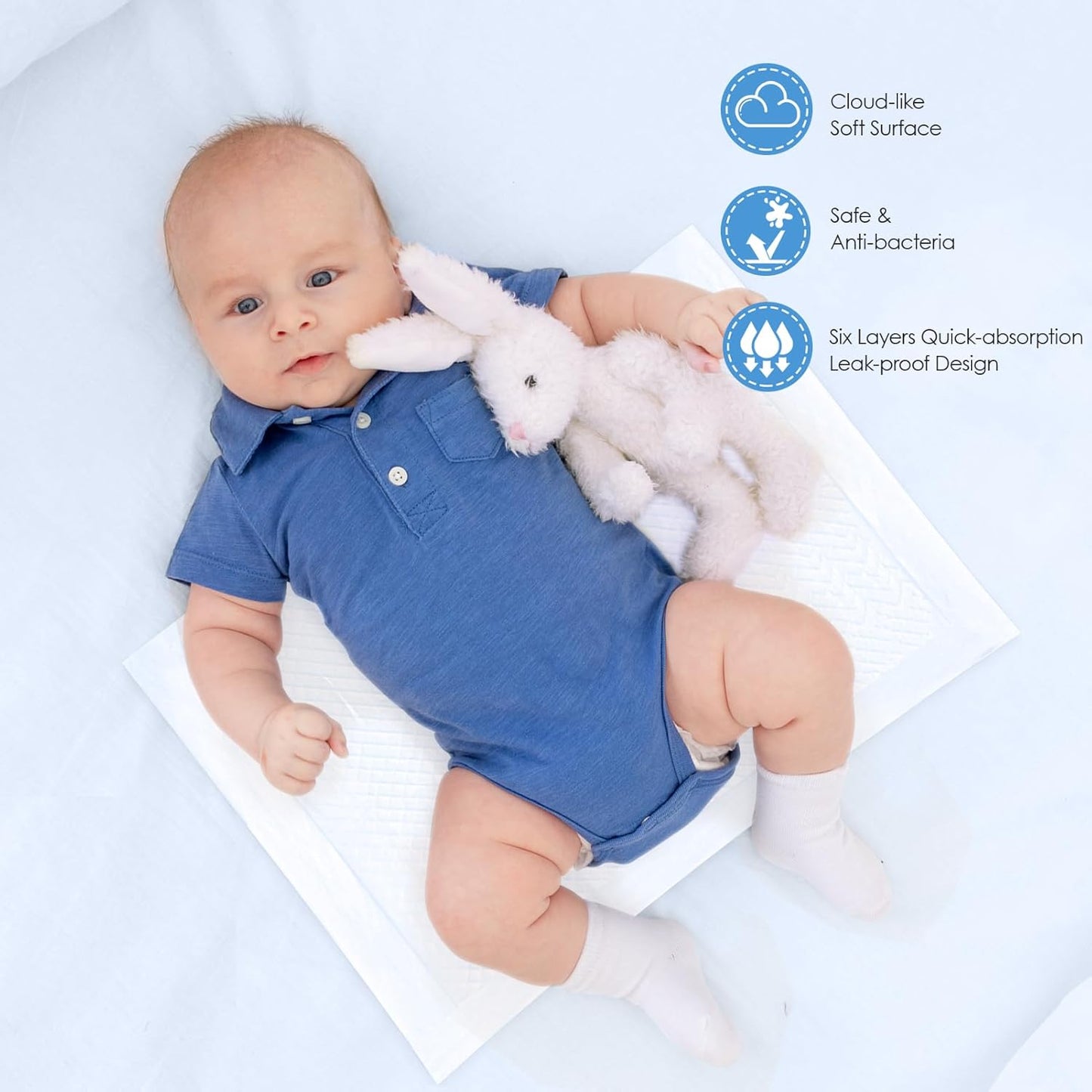 Disposable Changing Pads for Baby, 100 Pack Disposable Changing Pad Liners, Waterproof Disposable Underpads, Ultra Absorbent Super Soft Breathable Diaper Changing Mat 13 x 18 in