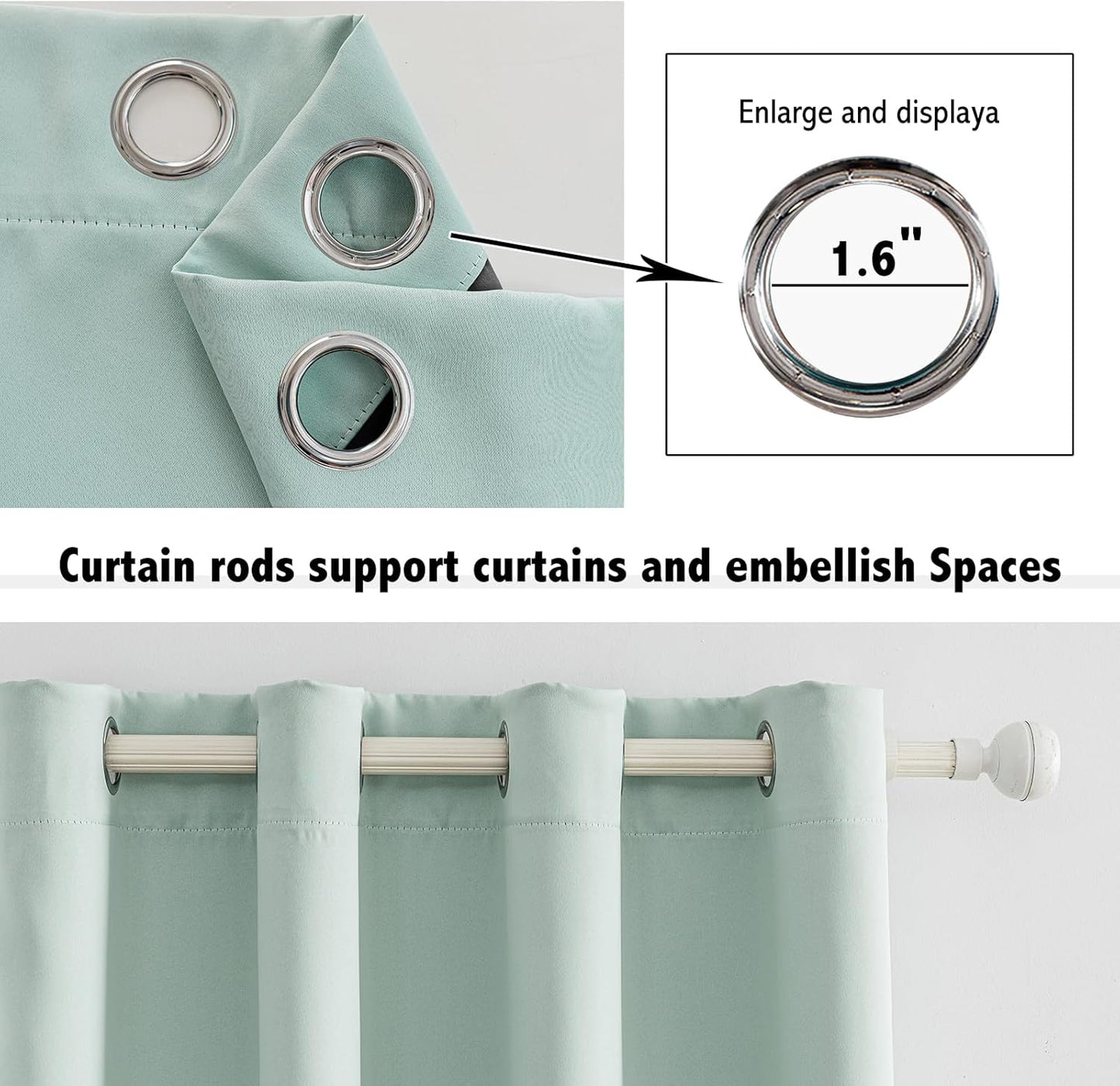 Anytime 100% Blackout Curtain Set, Thermal Insulated & Energy Efficiency Window Draperies for Guest Room, Full Shading Panels for Shift Worker and Light Sleepers（Light Blue, 2 Panels, 42W x 80L）