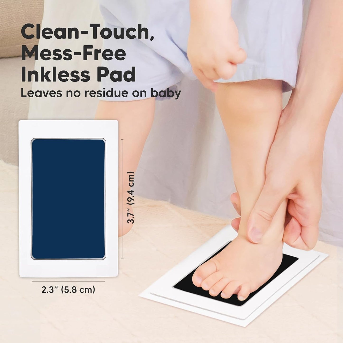 4-Pack Inkless Baby Hand and Footprint Kit - Mess Free Ink Pad for Newborn Keepsake, Dog Nose & Paw Print Kit, Clean Touch Ink Pad for Baby Hand & Footprints, Ideal New Mom Gifts (Jet/Navy)