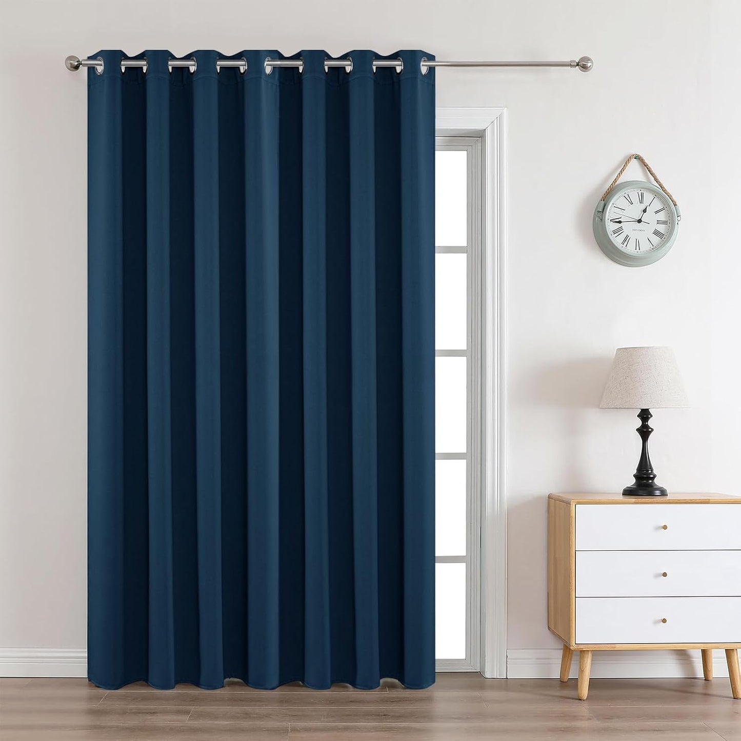 Joydeco Blackout Curtains 108 Inches Long 1 Panel, Thermal Insulated Long Curtains& Drapes 1 Piece, Room Darkening Grommet Drapes for Living Room Bedroom Window (W70 x L108 Inch, Navy Blue)