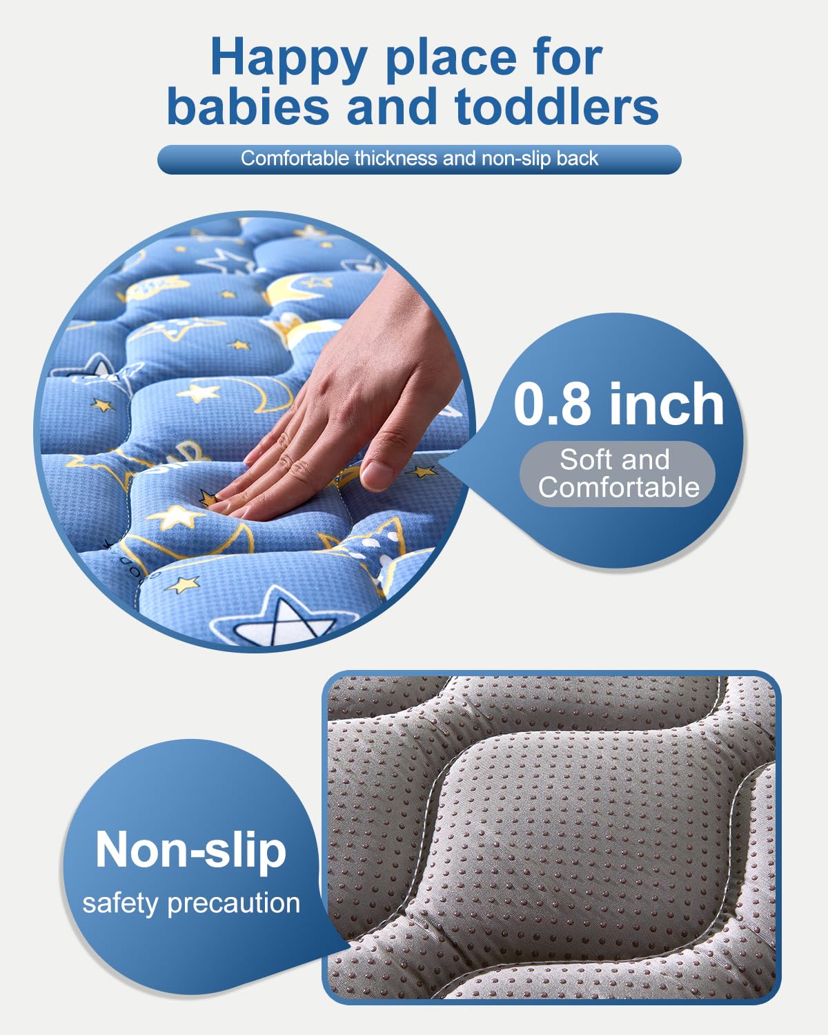 Odorless Premium Foam Baby Play Mat 4ft x 6ft, Soft Microfiber Fabric Crawling Mat for Floor- Comfortable and Hypoallergenic, Non-Slip Cushioned Floor Playpen mat for Infants,Babies,Toddlers
