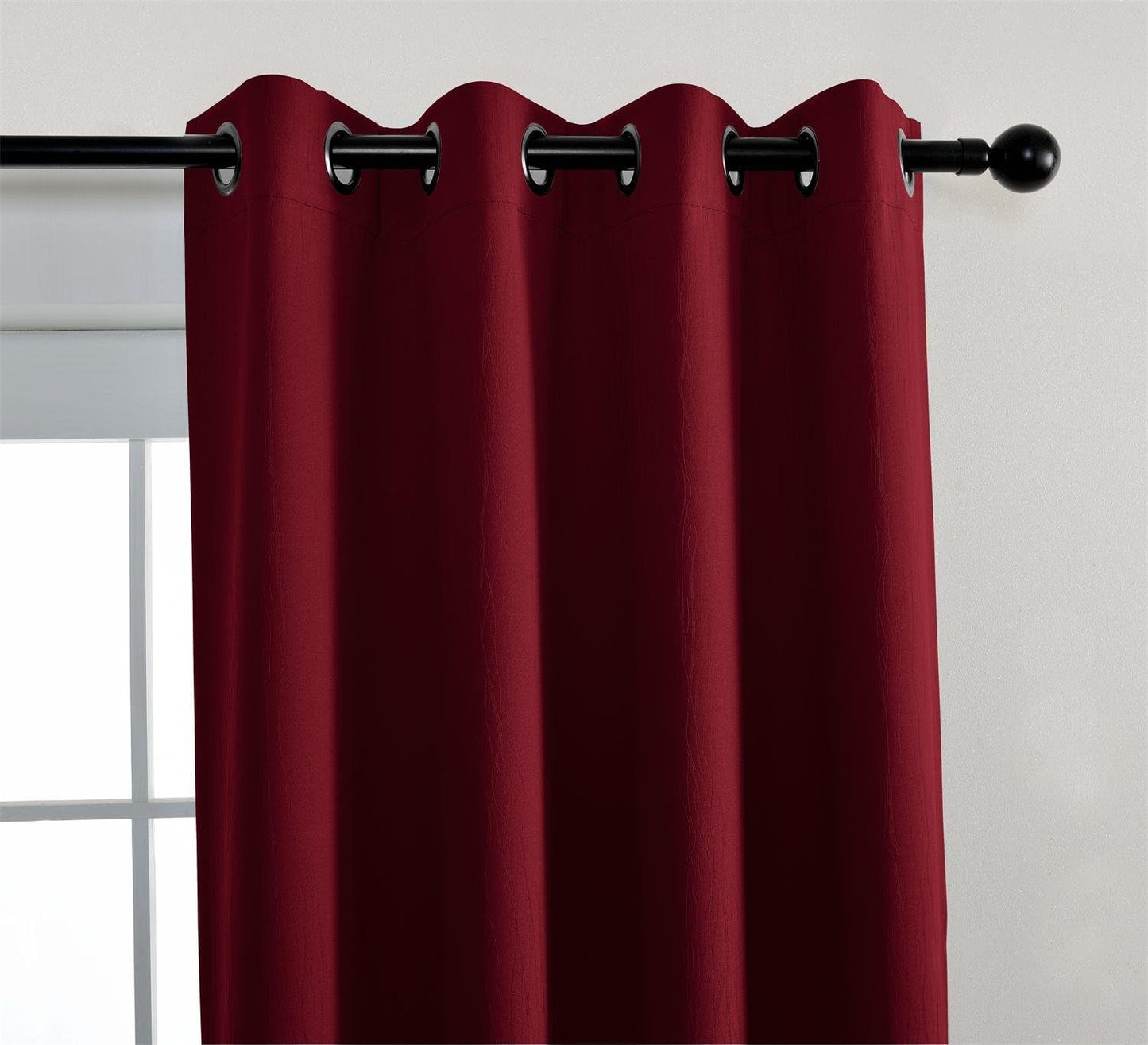 MIUCO Room Darkening Textured Grommet Curtains Blackout Curtains for Window Treatment 2 Panels 52x84 Inch Long Burgundy