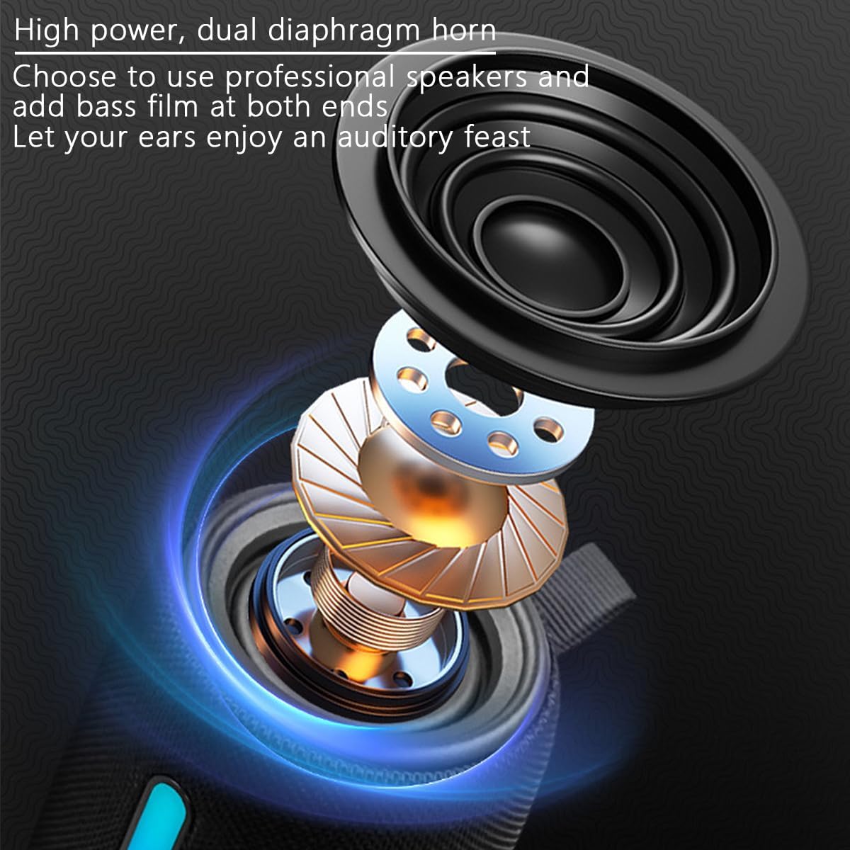 Wireless Portable Bluetooth Speaker: IPX6 Waterproof Audio,fm Radio,USB/AUX/SD Card Play,LEDlights,TWS interconnected Stereo,Outdoor/Travel/Camping/Bike/Family/Party（Blue）