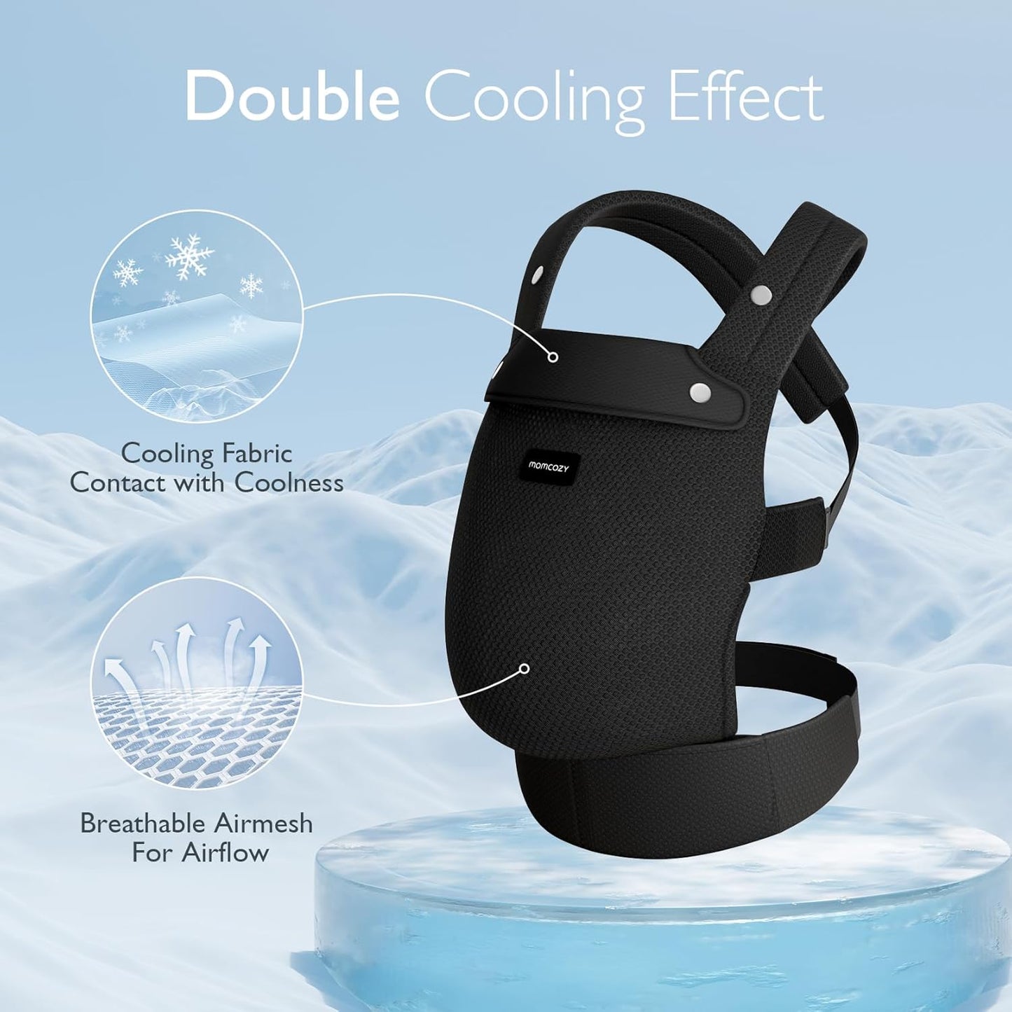 Momcozy Breathable Mesh Baby Carrier, Ergonomic and Lightweight Infant Carrier for 3-24 Months with Enhanced Lumbar Support, All Day Comfort for Hands-Free Parenting, Air Mesh-Black