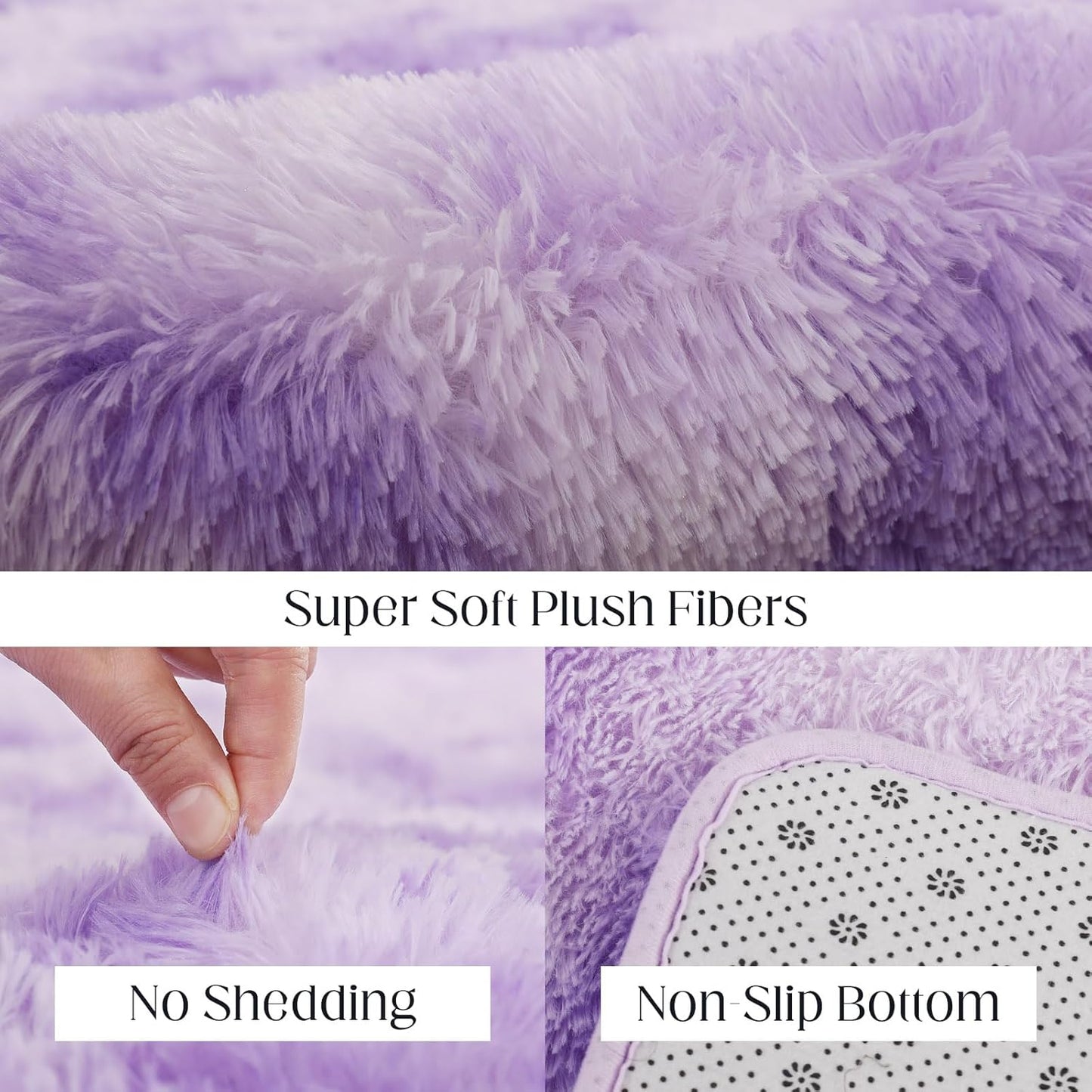 Luxury 3x5 Area Rug, Ultra Soft Rugs for Living Room, Plush Carpet Rugs for Bedroom, Non-Slip Indoor Rug for Nursery, Study Room, Playroom, Home Decor, Tie-Dyed Purple