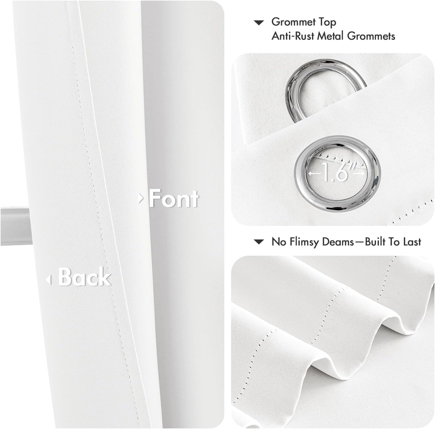MIULEE Pure White Room Darkening Curtains - Grommet Top Bedroom Window Treatment Curtains Thermal Insulated Drapes for Living Room Kitchen Light Blocking Drapery, 40 x 54 Inches Long, 2 Panels