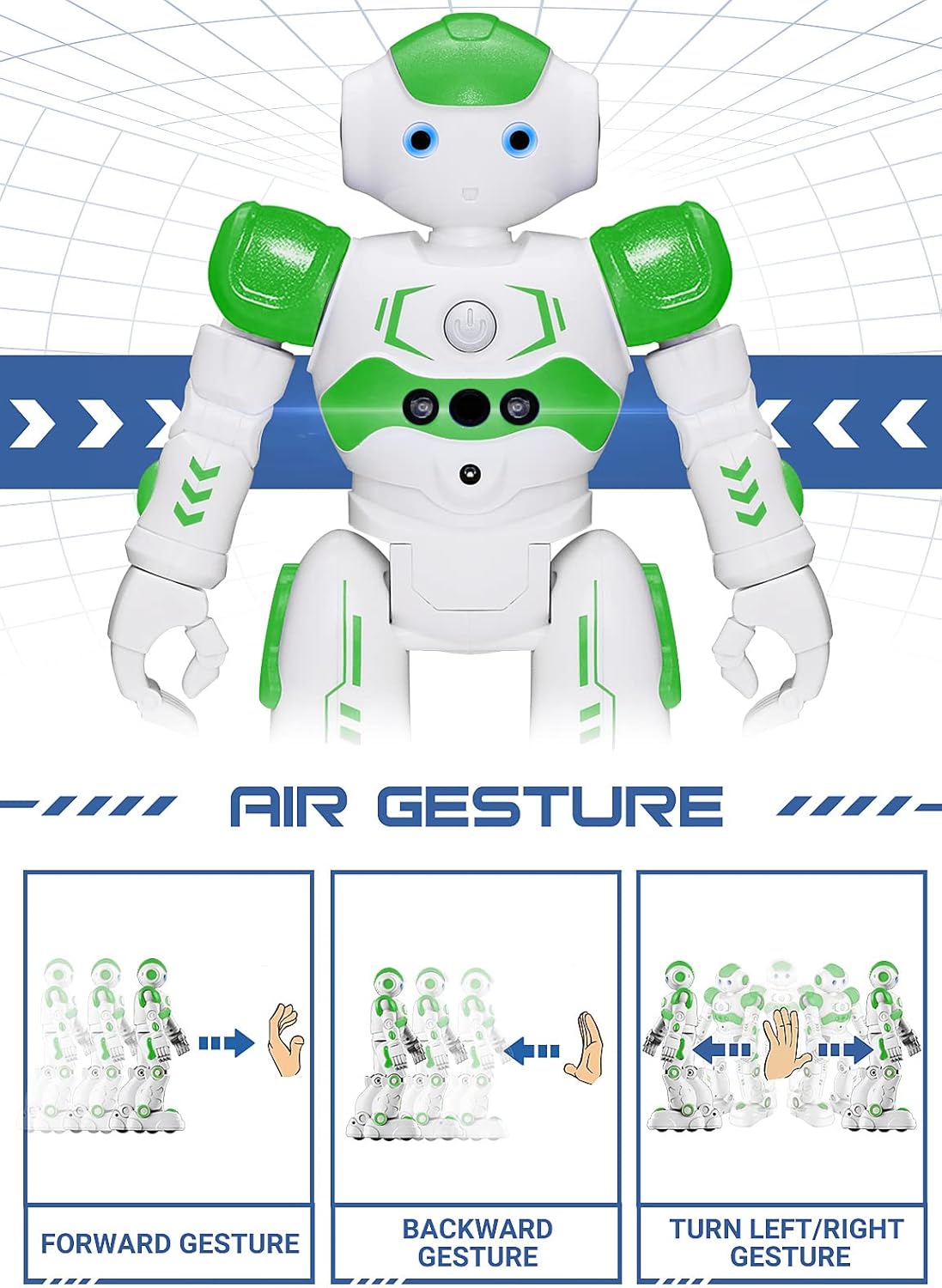 KingsDragon RC Robot Toys for Kids, Gesture & Sensing Remote Control Robot for Age 4 5 6 7 8 Year Old Boys Girls Birthday Present (Green)