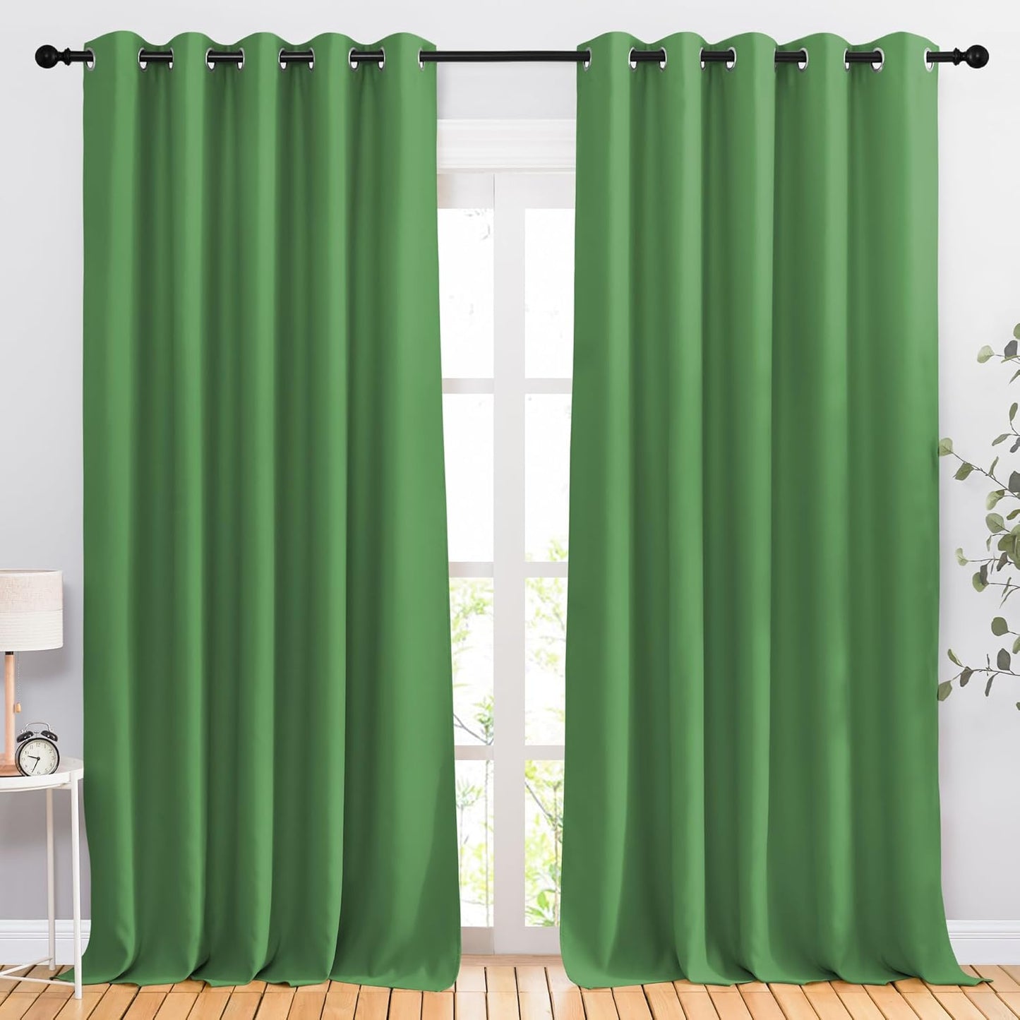 NICETOWN Forest Green 102 inch Curtains for Bedroom, Grommet Blackout Curtains Thermal Window Treatments for Christmas/Thanksgiving Day, W66 x L102, 2 Panels