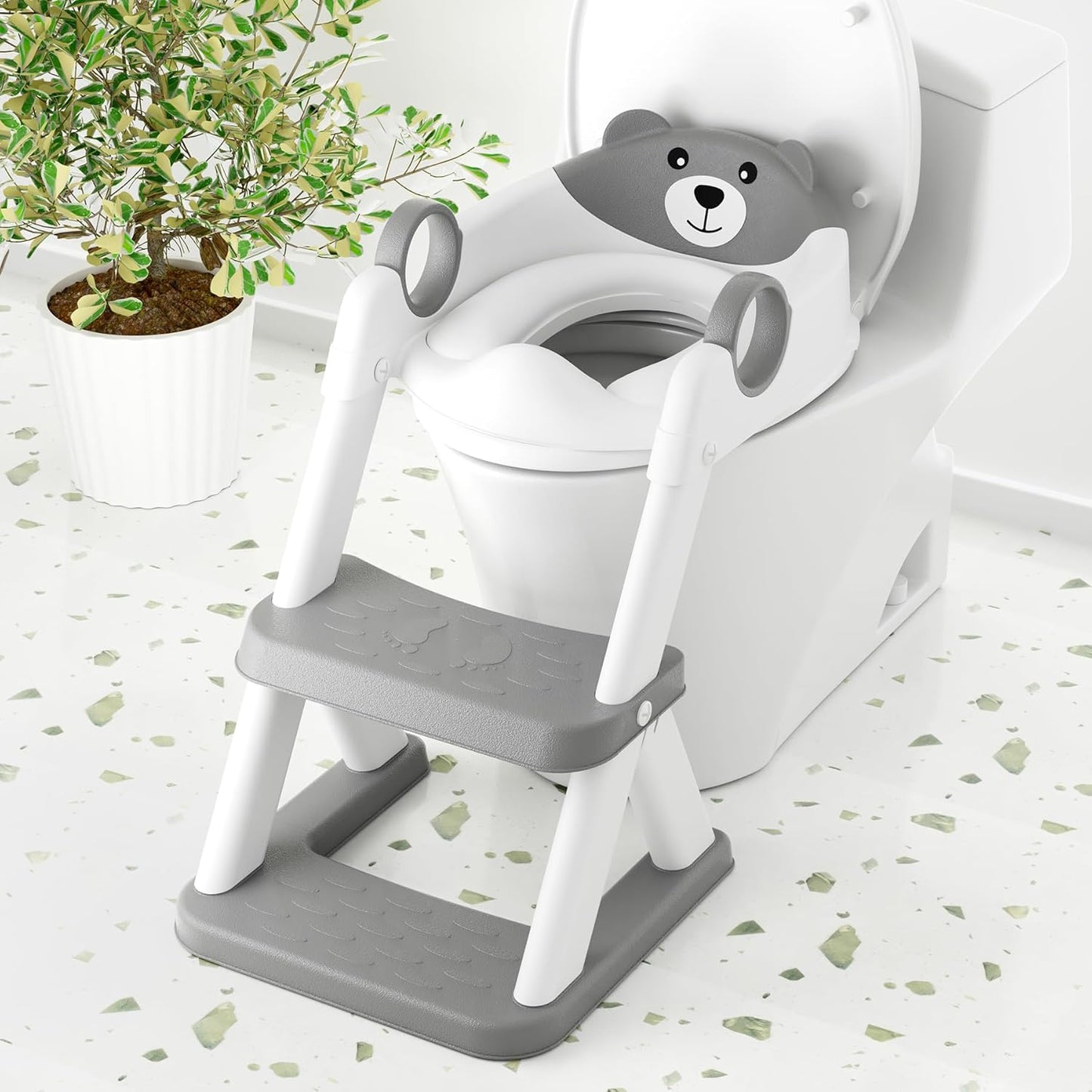 Toilet Seat, Potty Training Seat for Toddler, Upgraded 2-in-1 Potty Toilet Training for Boys and Girls,Waterproof Cushioned Mat with Non-slip Step Stool