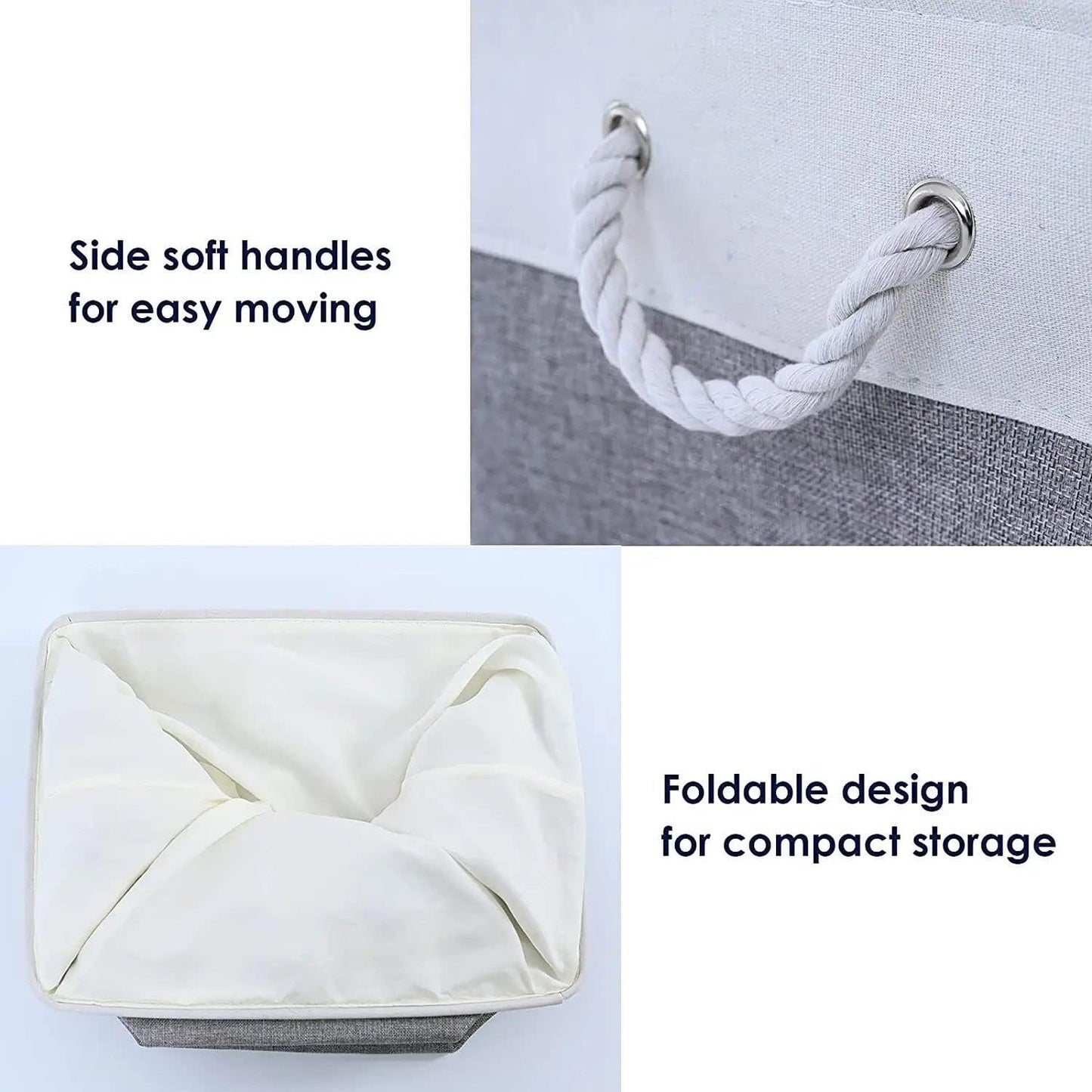 Storage Baskets 12x8x5 inch 10 Pack Fabric Baskets Foldable Storage Bins Decorative Baskets cloth storage baskets Storage Foldable Storage Bin with Rope