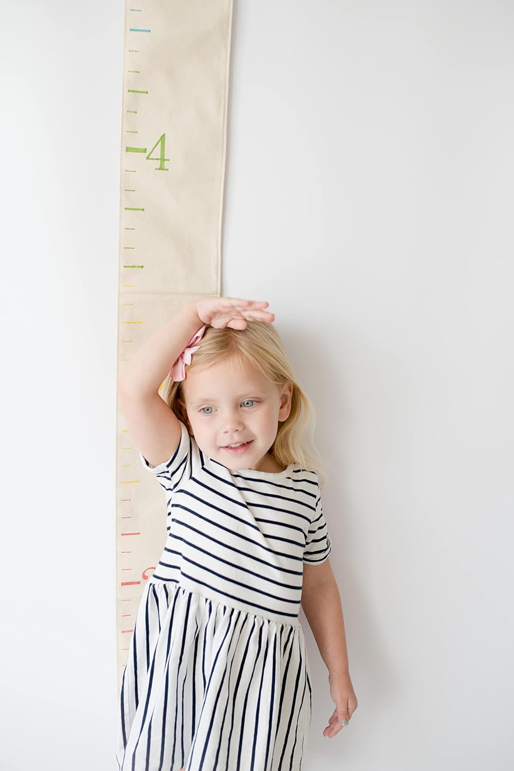 Rainbow Canvas Family Height Chart Ruler - Children's Growth Tracker for Nursery Wall - Kids Room Decor Keepsake