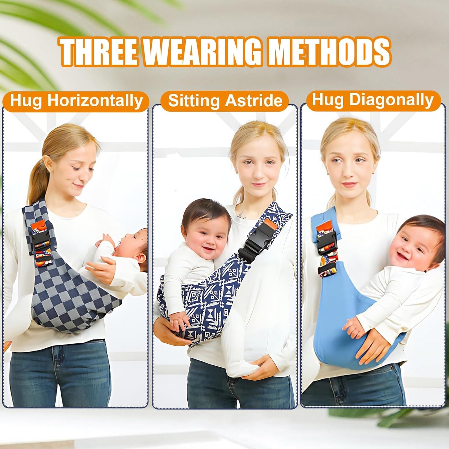Baby Sling Carrier Newborn to Toddler Adjustable One-Shoulder Design with Hip Seat Support, Labor-Saving Baby Wraps Carrier 10-30 lbs(Pale Leopard Print)