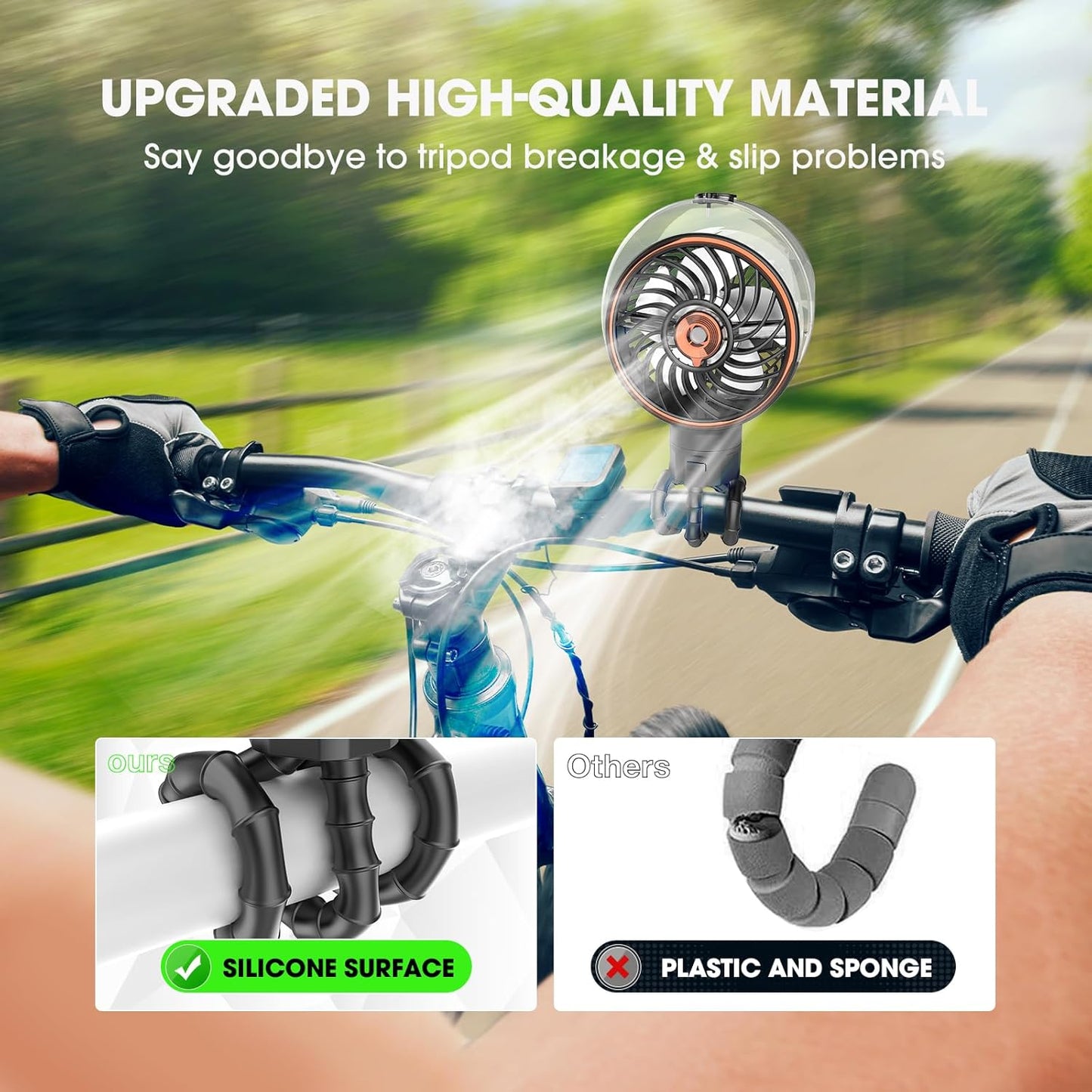 Ausic Stroller Fan with Mist, 100ml Misting Portable Fan for Stroller, Safe Baby Fans with Detachable Tripod, Baby Essentials, Clip on Fans for Crib, Treadmill, Car Seat, Outdoor, Beach, Golf Cart