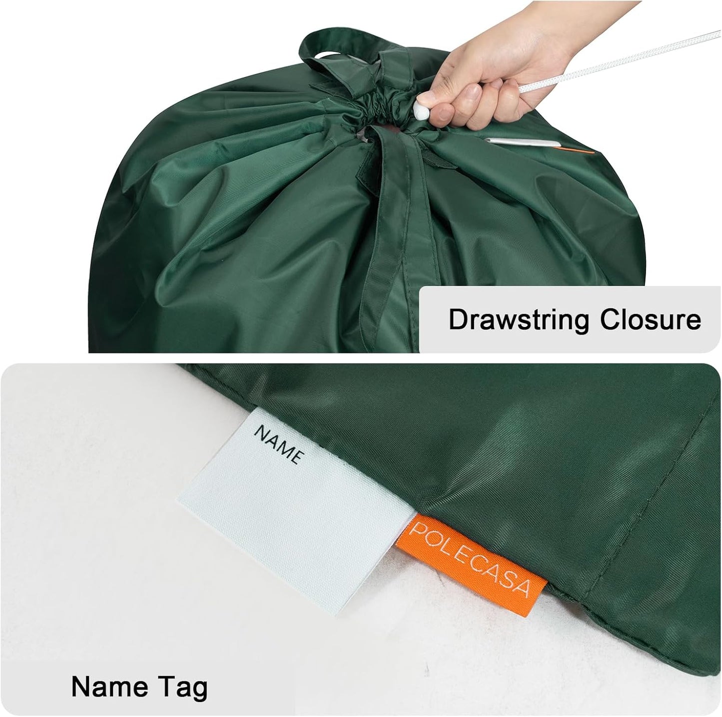 Polecasa Heavy Duty Large Laundry Bag with 130gsm Tear Resistant Fabric and Handles, Easy to Carry Durable Dirty Clothes Drawstring Bag, Perfect for College Dorm,Travel, 28”x36”,Green