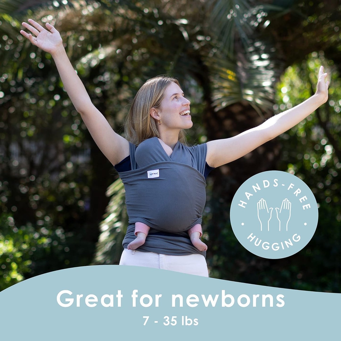 Sleepy Wrap Stretchy Ergonomic Baby Carrier Sling for Newborns to Toddlers - Hands-Free Lightweight Baby Wrap 7-35 lbs (Dark Grey)