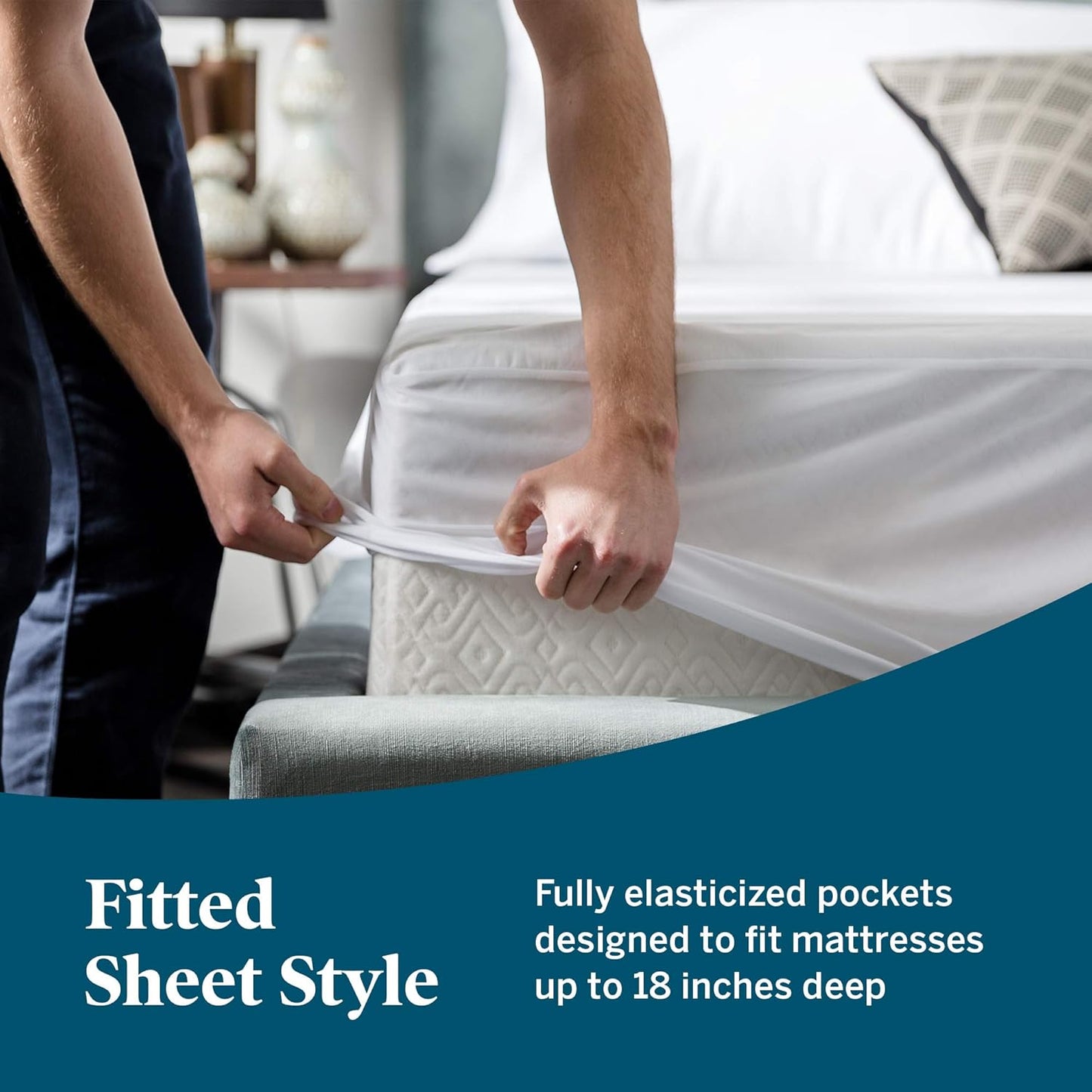 LUCID Premium Rayon from Bamboo Jersey Mattress Protector | California King Size Waterproof Mattress Protector | Ultra Soft, Fitted Sheet Style, White