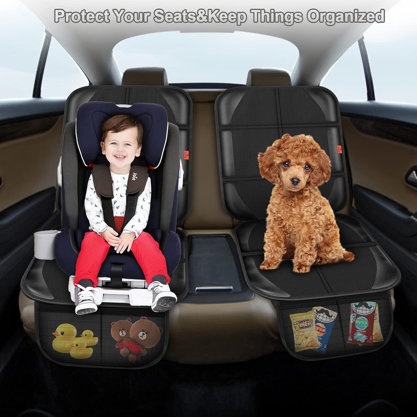 Car Seat Protector,Auto Car Seat Protectors Baby Carseat Waterproof Durable 600D Fabric for Child Baby Car Seat Mat Vehicle Pet Cover 2 Storage Pockets (1 Pack)
