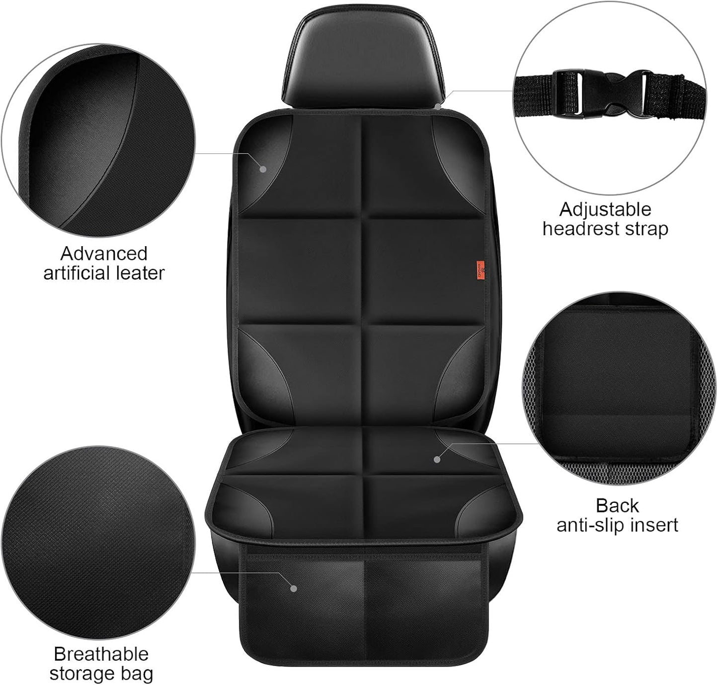 Car Seat Protector 1 Pack Car Seat Cushion Mat Thickest Padding,Waterproof 600D Fabric Car Seat Covers for Non-Slip Backing Mesh Pockets for Baby and Pet (Blue, 1 Pack)