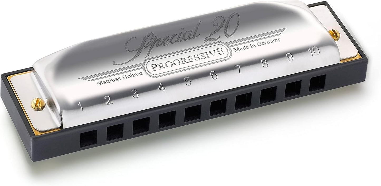 Hohner Special 20 Harmonica - Key of D Bundle with Case, Pouch, Online Manual, and Austin Bazaar Polishing Cloth