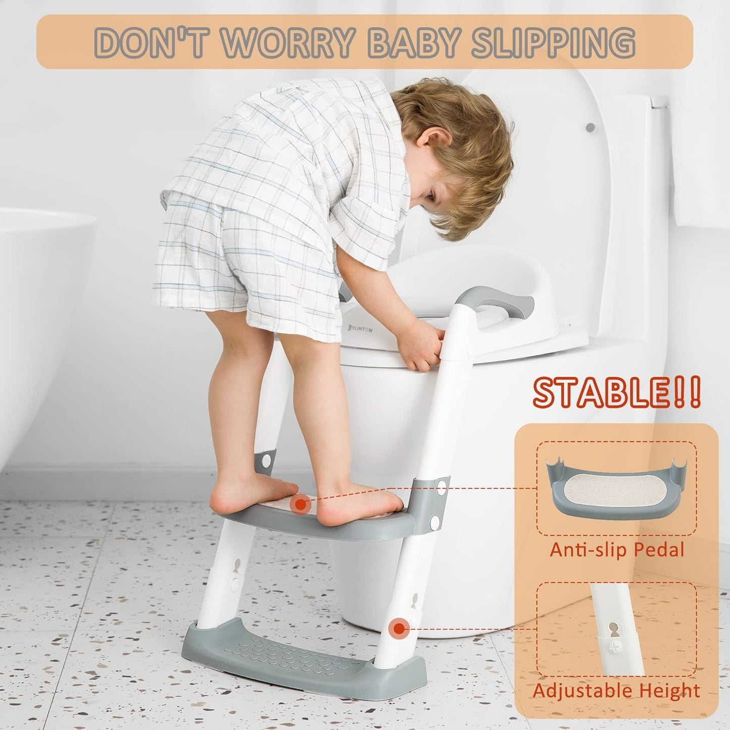 JASSONE® Potty Training Seat, Toddler Step Stool, 2 in 1 Toilet for Kids, Baby Seat with Splash Guard and Anti-Slip Pad for Boys Girls, Blue