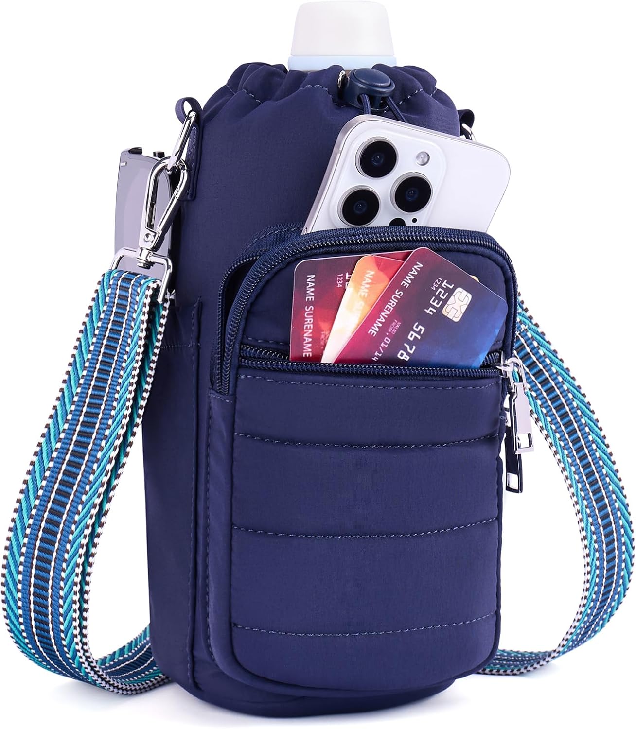 Water Bottle Bag 40 oz Crossbody Holder for Walking Hiking Insulated Carrier Purse with Adjustable Strap