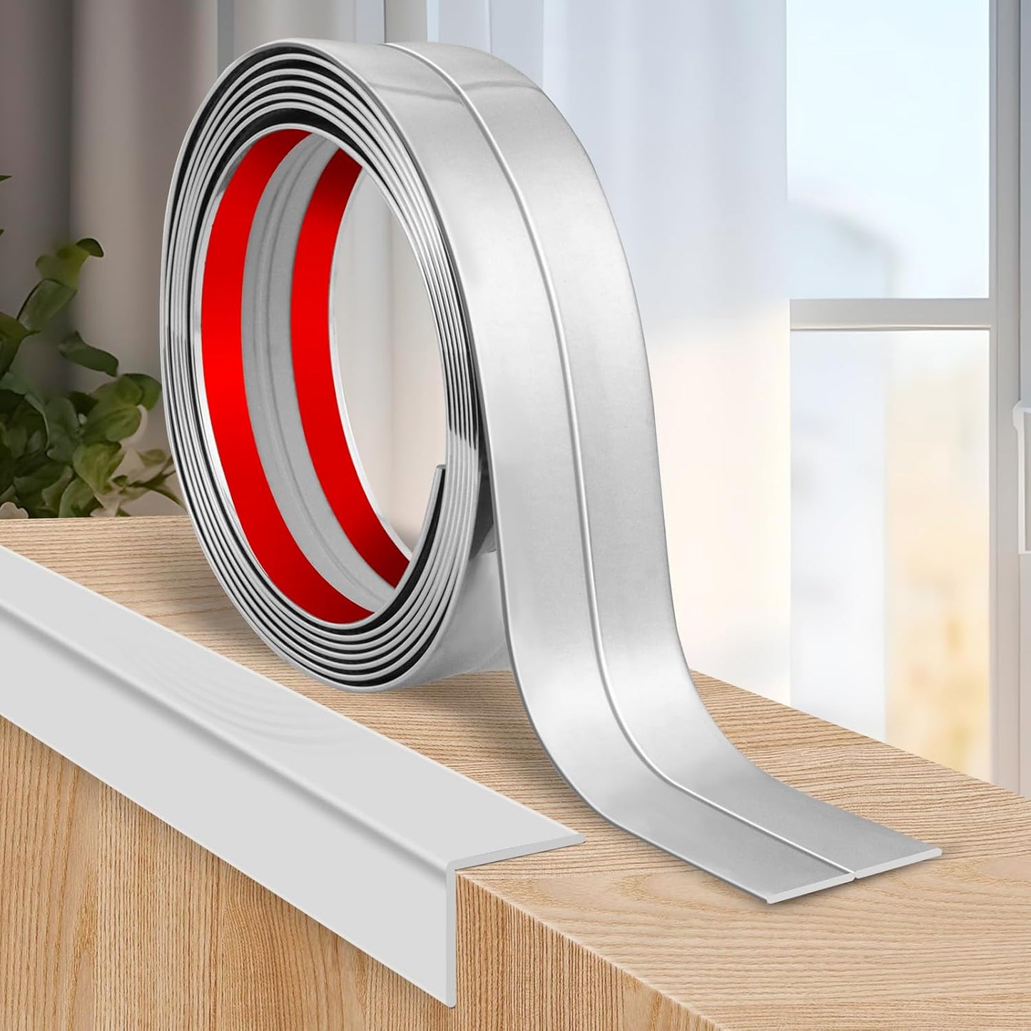 Flexible Peel and Stick Wall Corner Guards - Edge Protector Self Adhesive Trim Strip for Wall Edge (Silver, 2.4 in x 40 Ft)