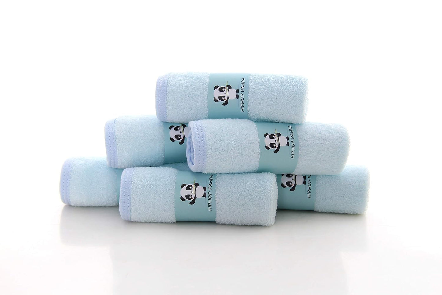 HIPHOP PANDA Baby Washcloths, Rayon Made from Bamboo - 2 Layer Ultra Soft Absorbent Newborn Bath Face Towel - Reusable Baby Wipes for Delicate Skin - Blue, 6 Pack