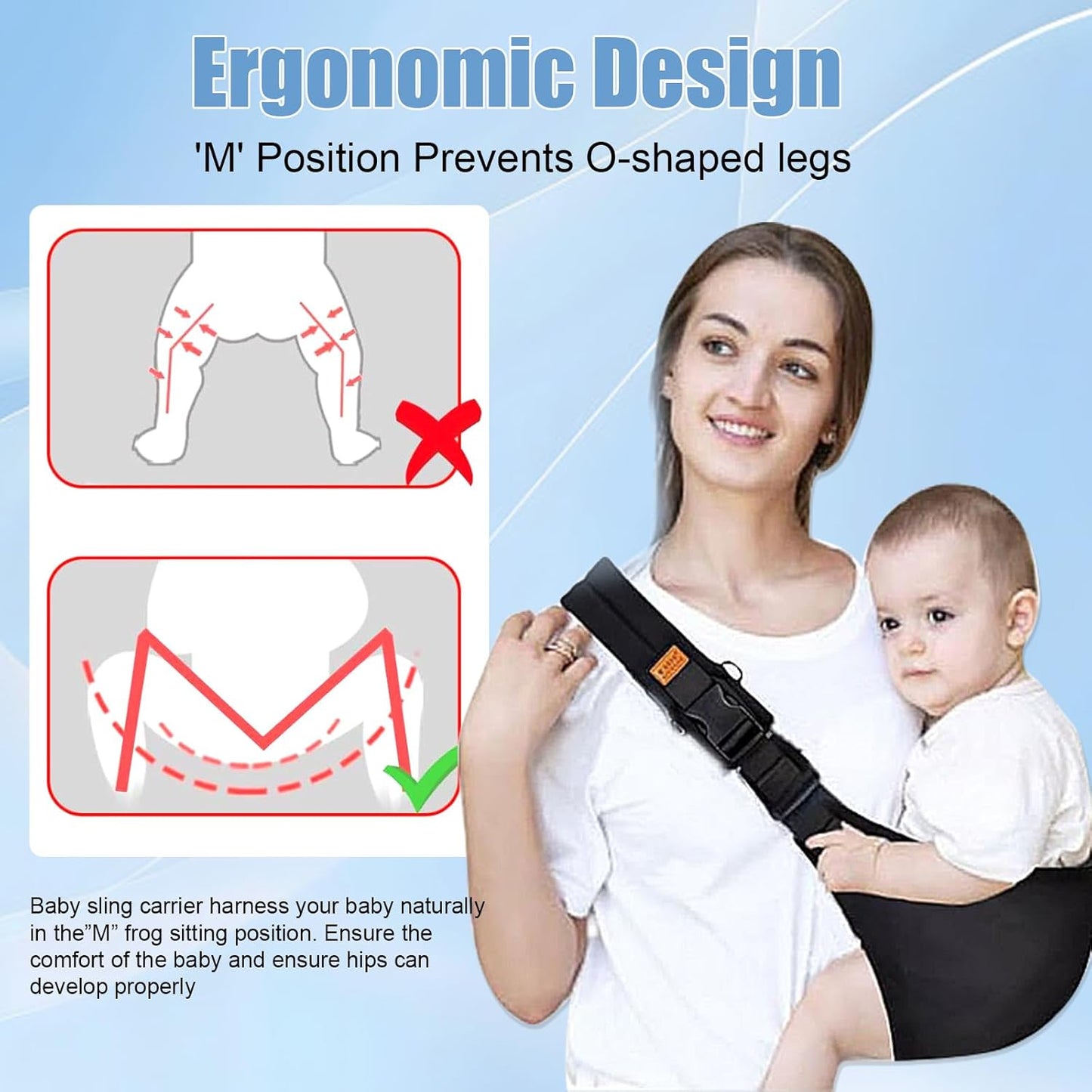 Baby Sling Carrier 2025 Baby Carrier Newborn to Toddler Sling Lightweight Baby Carrier Sling with Adjustable Straps Toddler Carrier Baby Wrap Sling for 10-30 lbs(Blue Sailboat)