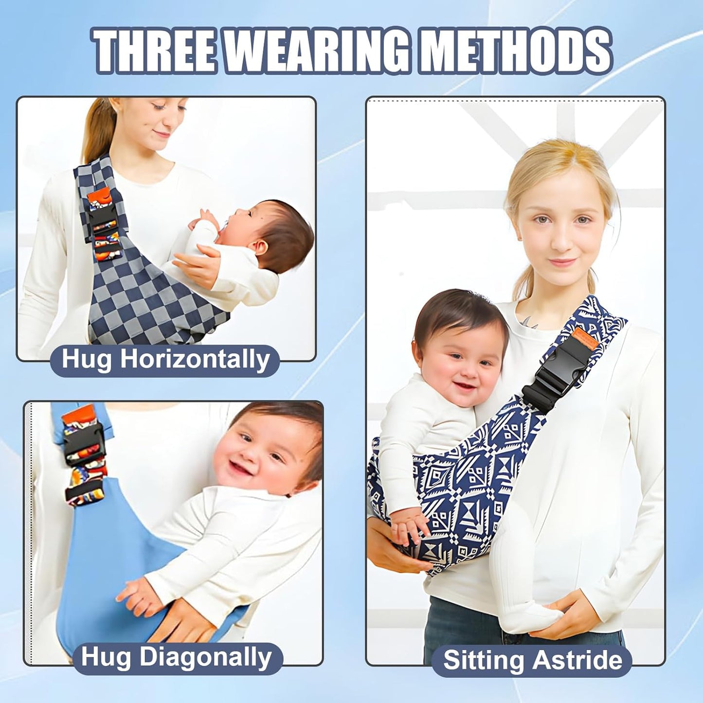 Baby Sling Carrier 2025 Baby Carrier Newborn to Toddler Sling Lightweight Baby Carrier Sling with Adjustable Straps Toddler Carrier Baby Wrap Sling for 10-30 lbs(Black)