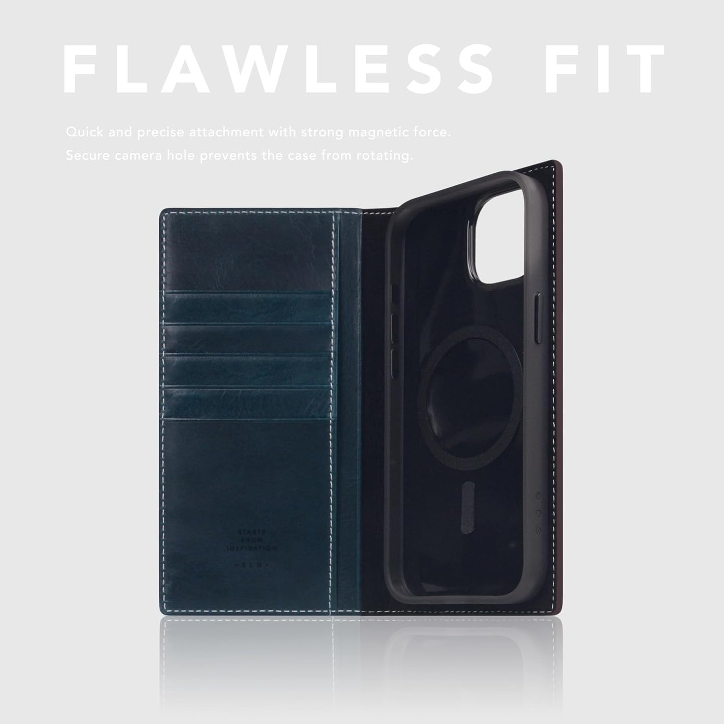 D7 Italian Wax Leather Wallet Case for iPhone 15 Plus - [2-in-1] Handcrafted Detachable Diary Style with Magnetic MagSafe Back Cover, Gift Box Included (Blue)