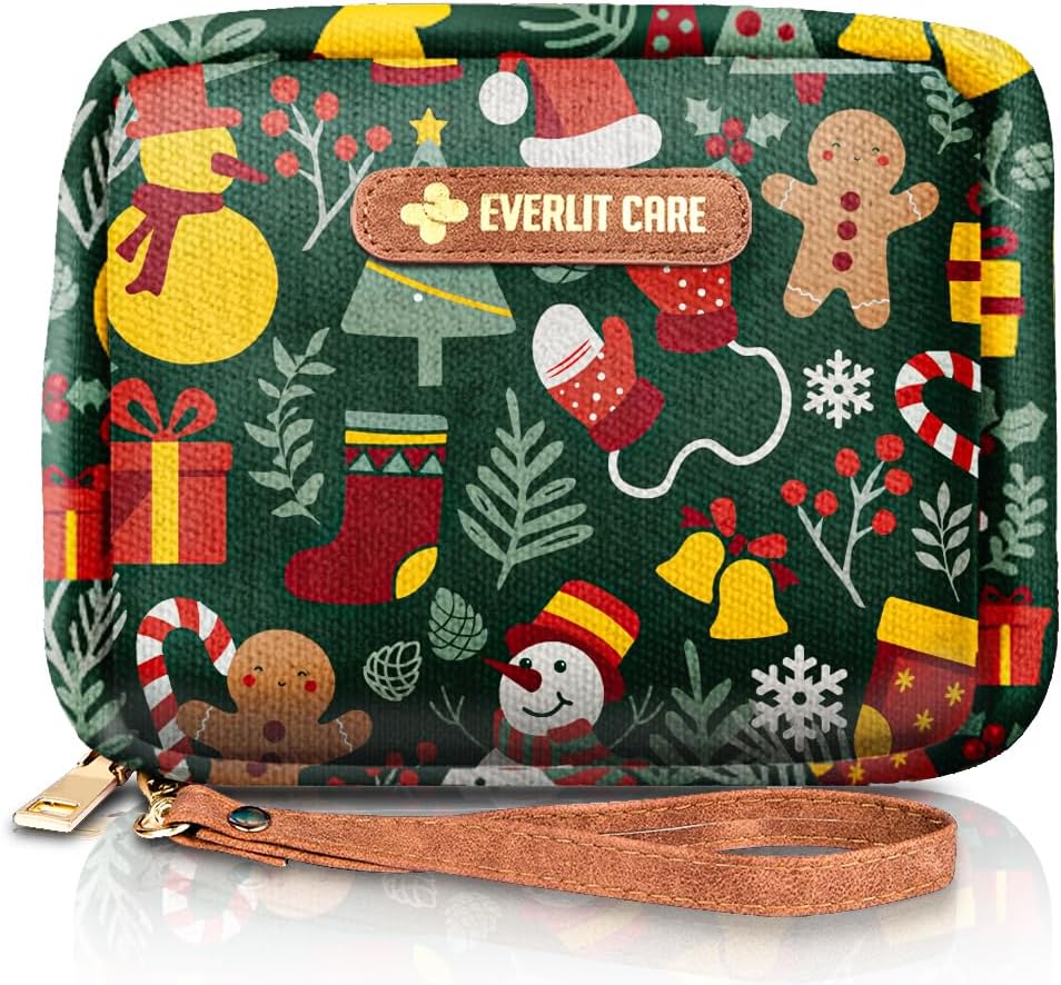 EVERLIT Care Rescue Pack | Family-Friendly First Aid Kit for Kids with 200 Pcs Medical Supplies | Travel-Friendly Compact Storage Bag for Home, Car, Travel, Camping, Adventure (Christmas)