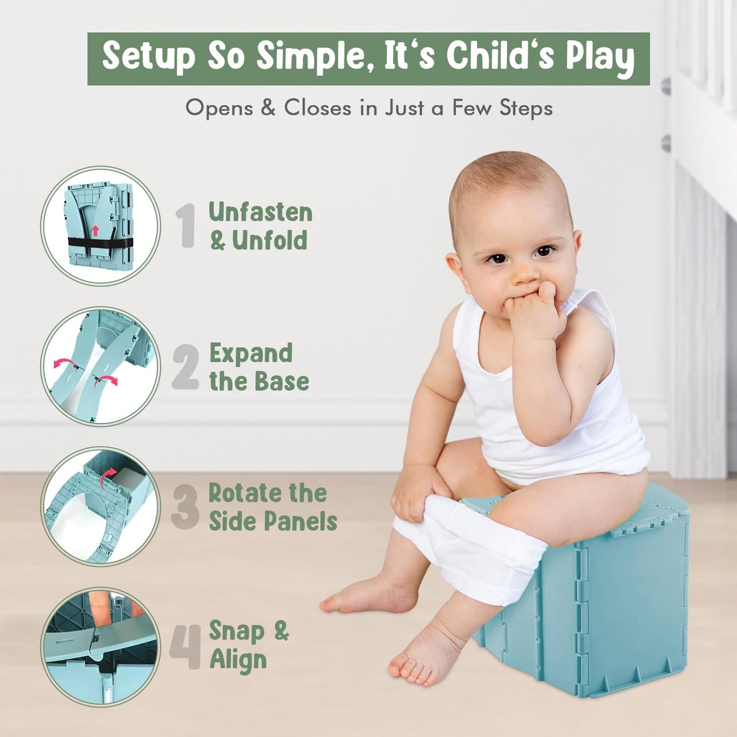 Teo - Portable Toddler Travel Potty – Foldable, Lightweight, Leak-Proof Toilet for Kids with Travel Bag & Disposable Liners – Compact Potty Chair for Home & On-The-Go Use (Sailboat Blue)