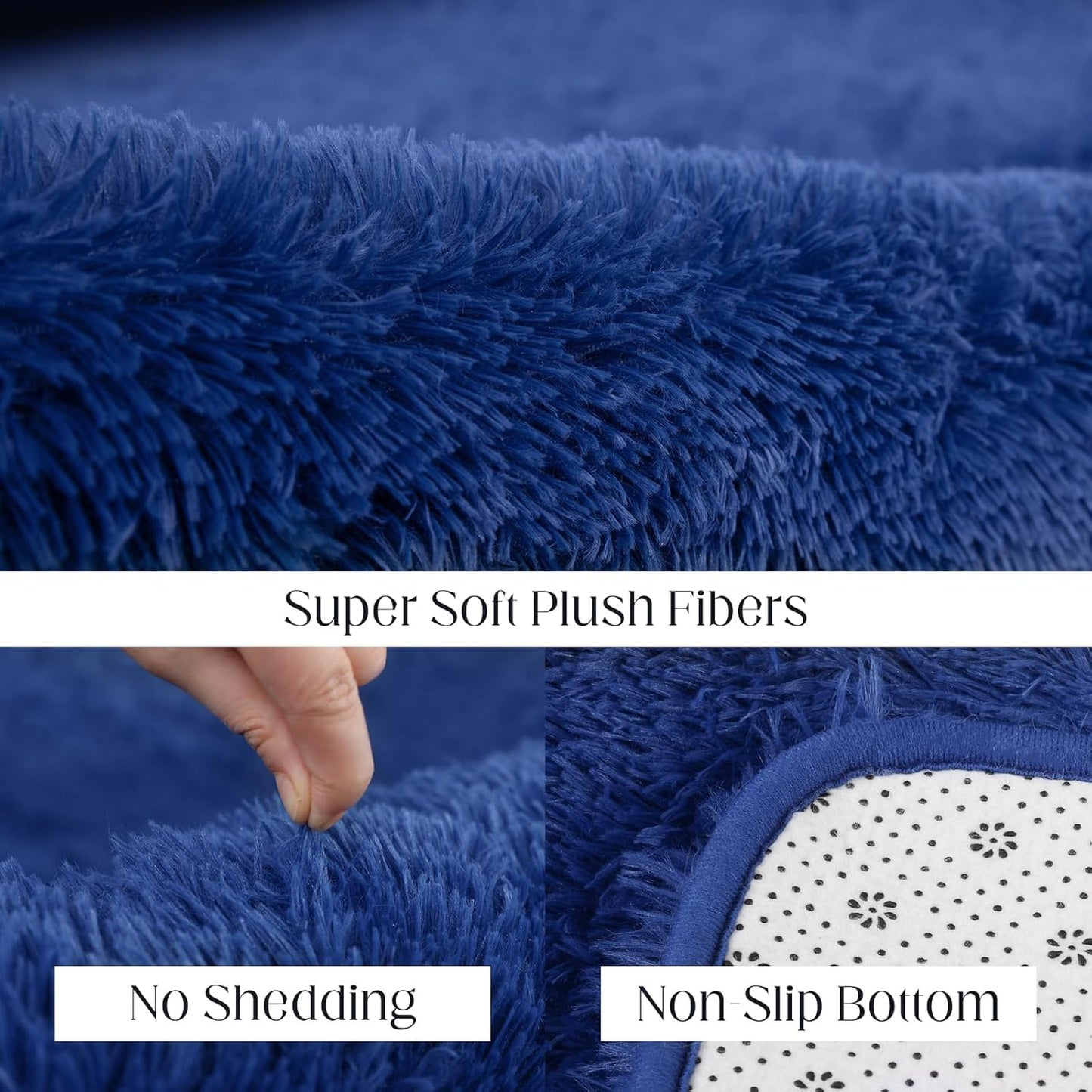 Soft 6x9 Blue Rug, Fluffy Area Rugs for Living Room, Plush Navy Area Rugs for Bedroom, Non-Slip Indoor Carpet for Nursery, Study Room, Kids Room, Room Decor