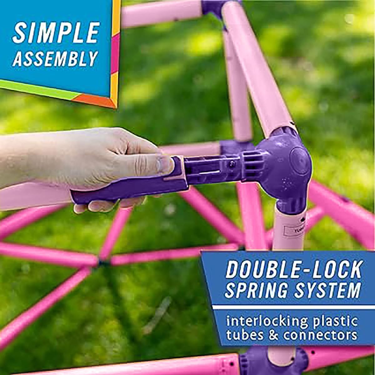 Eezy Peezy Monkey Bars Climbing Tower - Active Outdoor Fun for Kids Ages 3 to 8 Years Old, Pink