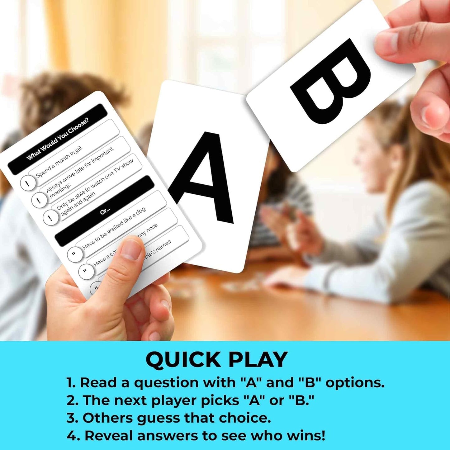 QUOKKA Board Games for Kids 8-12 Years - Family Edition - Card Game for Kids Ages 6-8 - What Would You Choose - Pick Your Answer - Improved Version