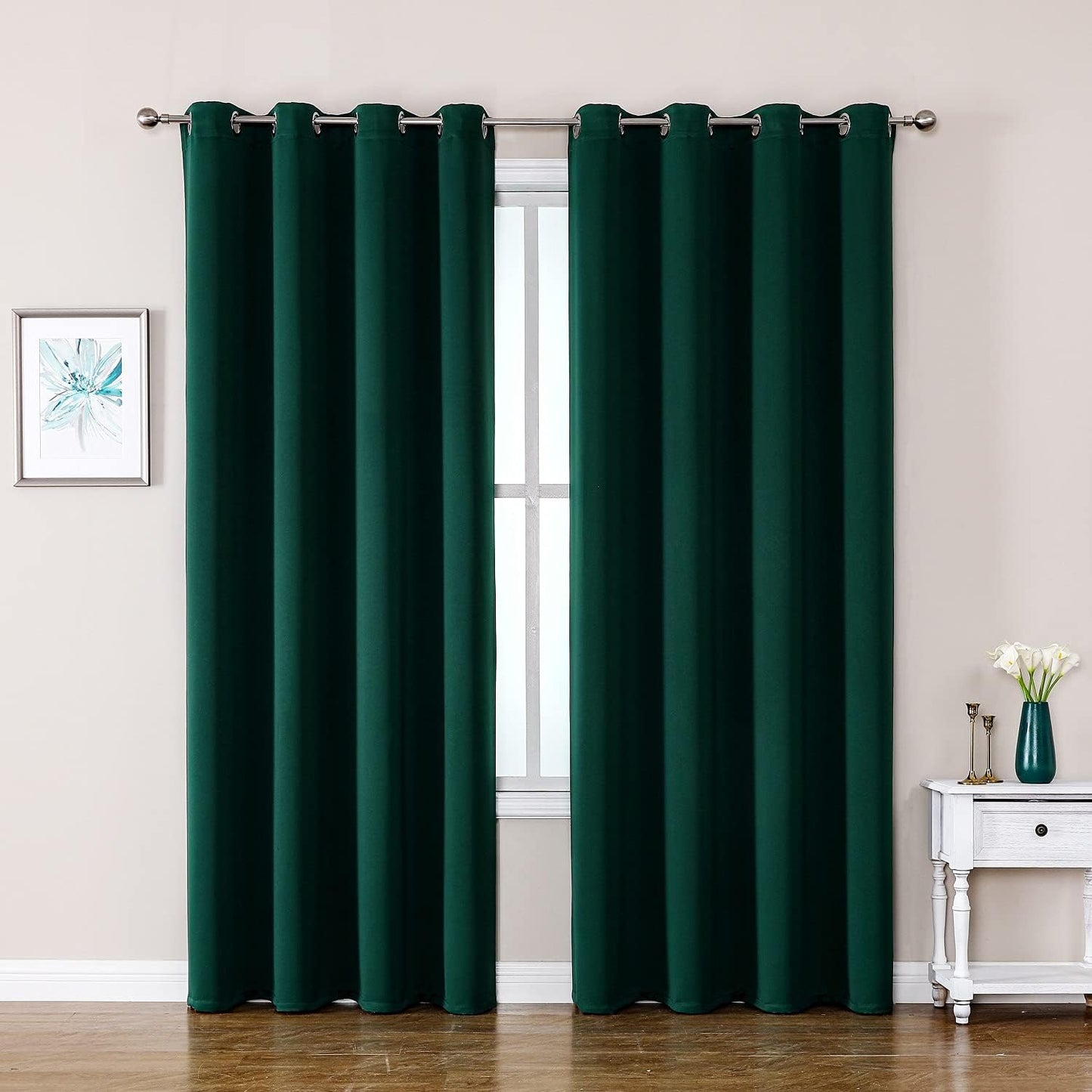 ChrisDowa Blackout Curtains 80 Inches Long 2 Panels Set for Living Room, Grommet Thermal Insulated Room Darkening Curtains for Bedroom (Forest Green, 52 x 80 Inch)
